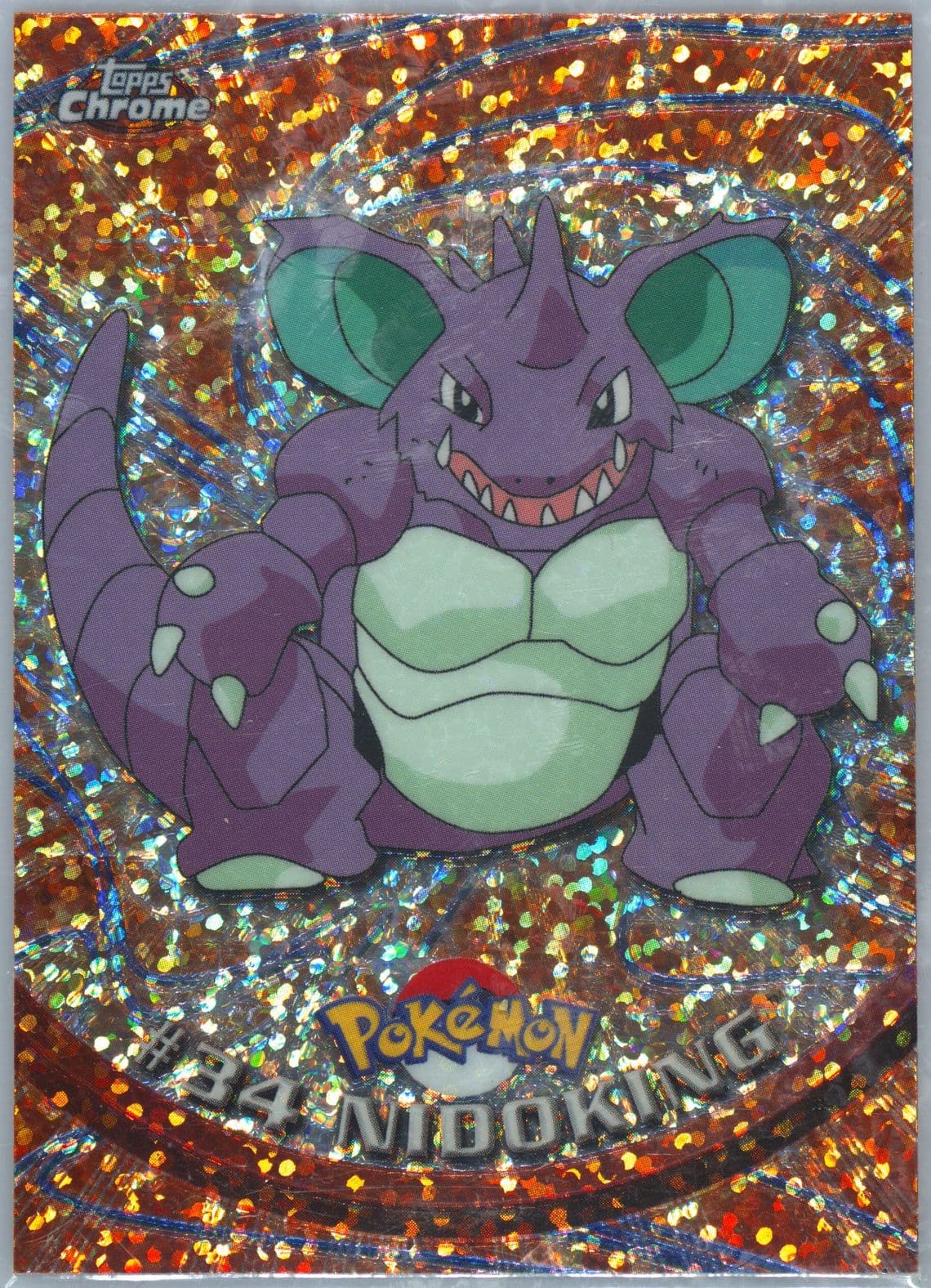 Nidoking Sparkle (34) 2000 Topps Chrome Pokemon T.V.