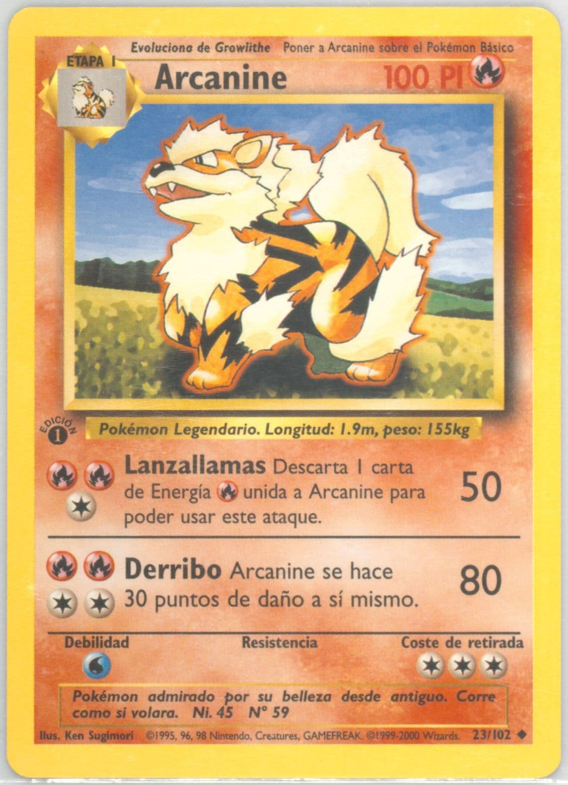 Arcanine 1st Edition (23) 1999 Pokemon Spanish