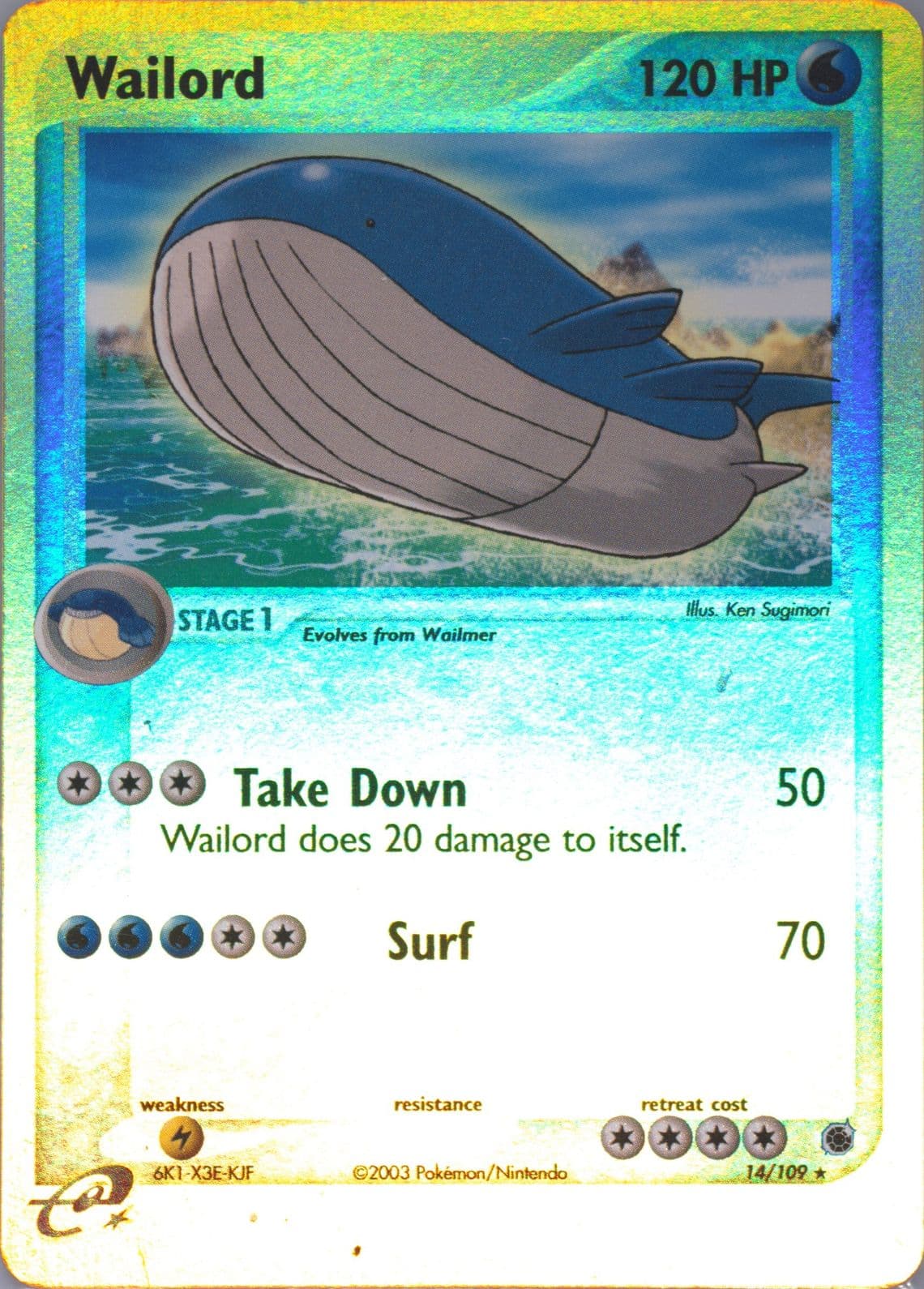 Wailord-Reverse Foil (14) 2003 Pokemon EX Ruby & Sapphire