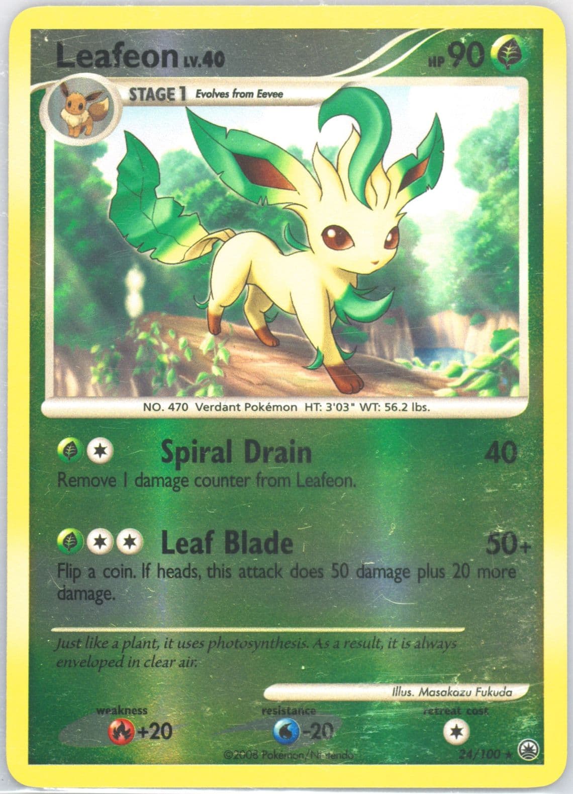 Leafeon-Reverse Foil (24) 2008 Pokemon Diamond & Pearl Majestic Dawn