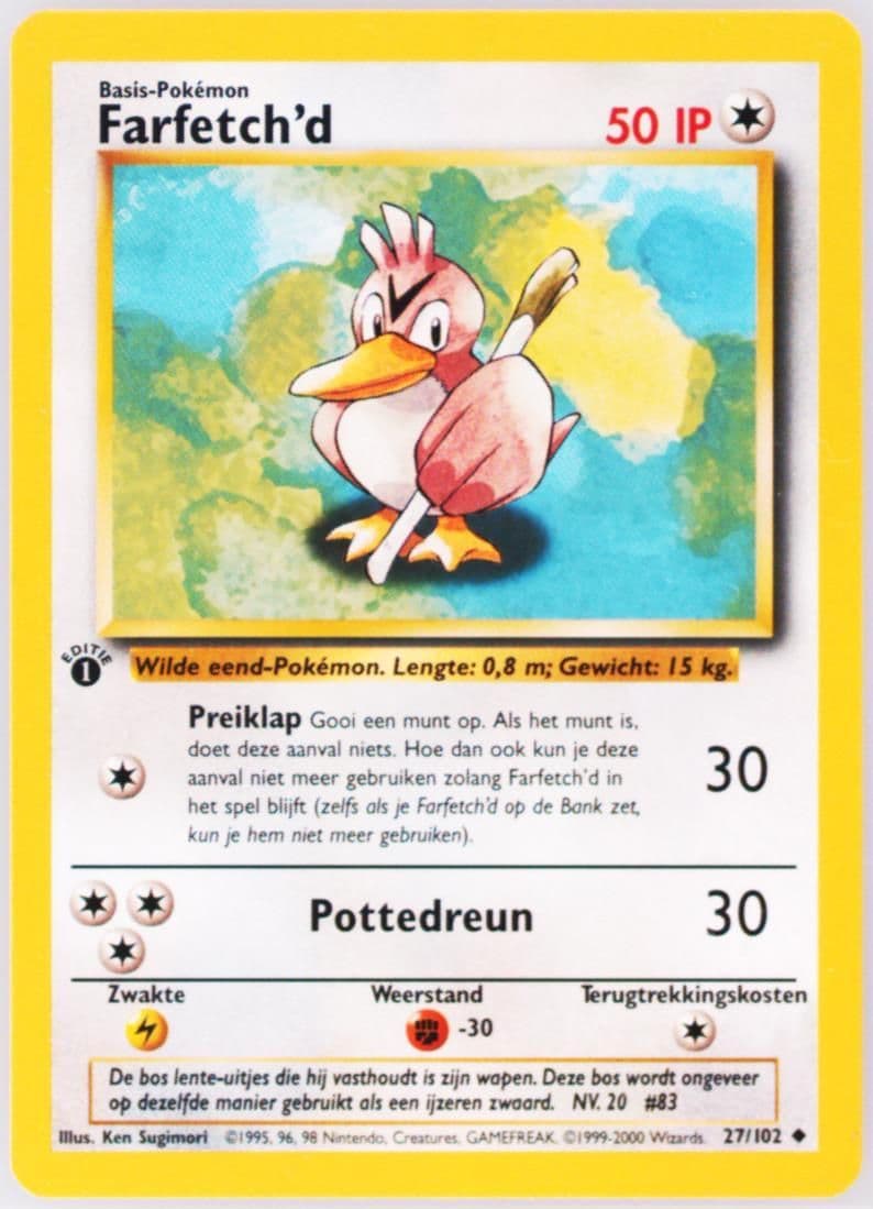 Farfetch'd 1st Edition (27) 1999 Pokemon Dutch