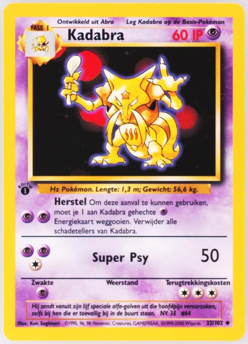 Kadabra 1st Edition (32) 1999 Pokemon Dutch