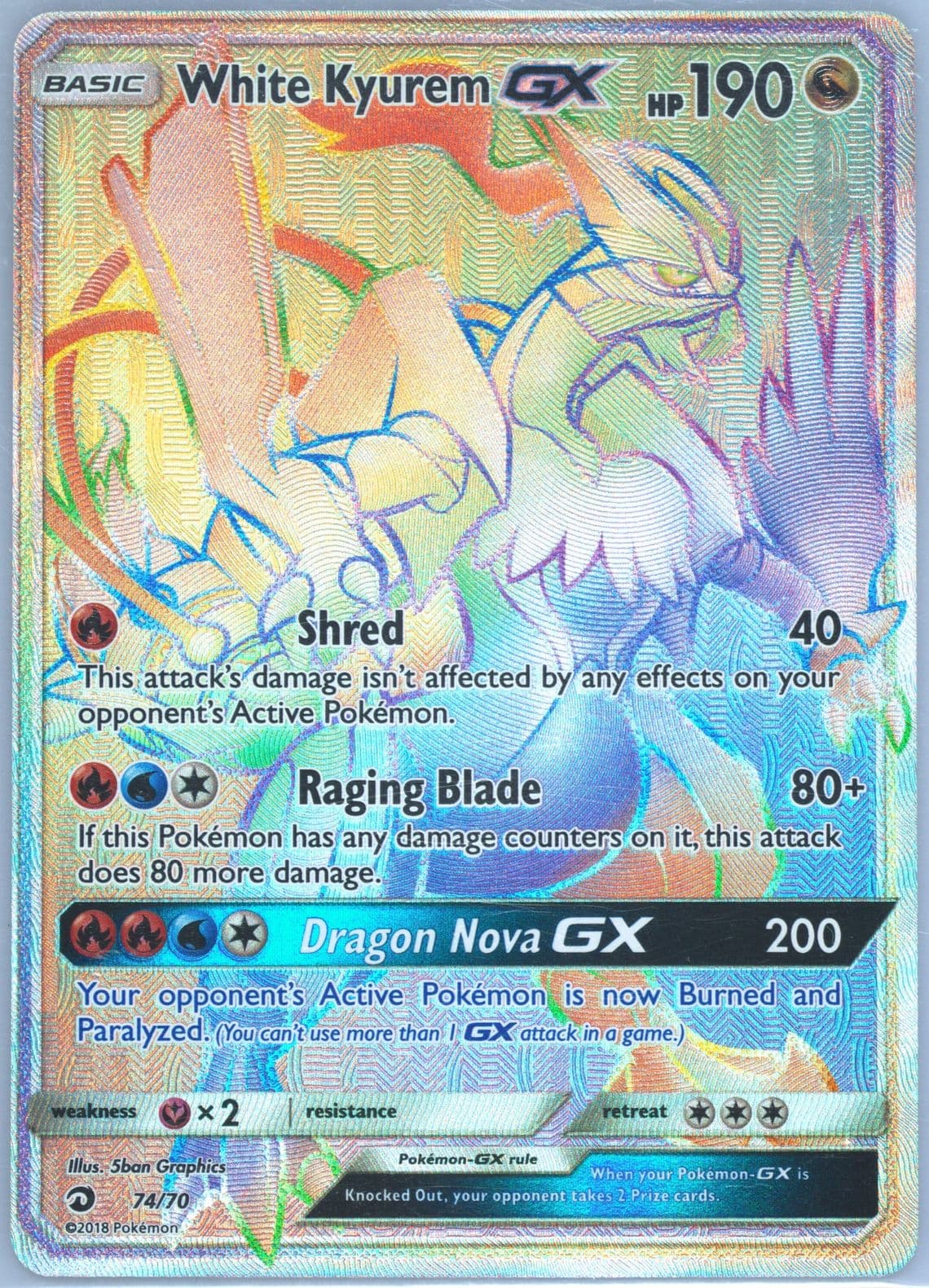 Full Art/White Kyurem GX Secret (74) 2018 Pokemon Sun & Moon Dragon Majesty