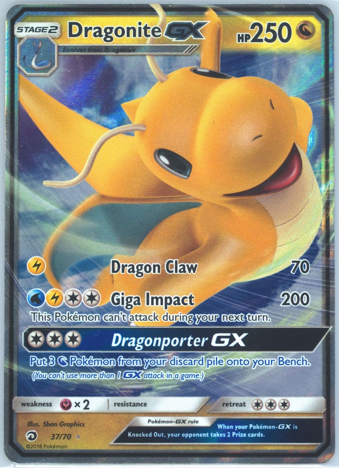 Dragonite GX (37) 2018 Pokemon Sun & Moon Dragon Majesty