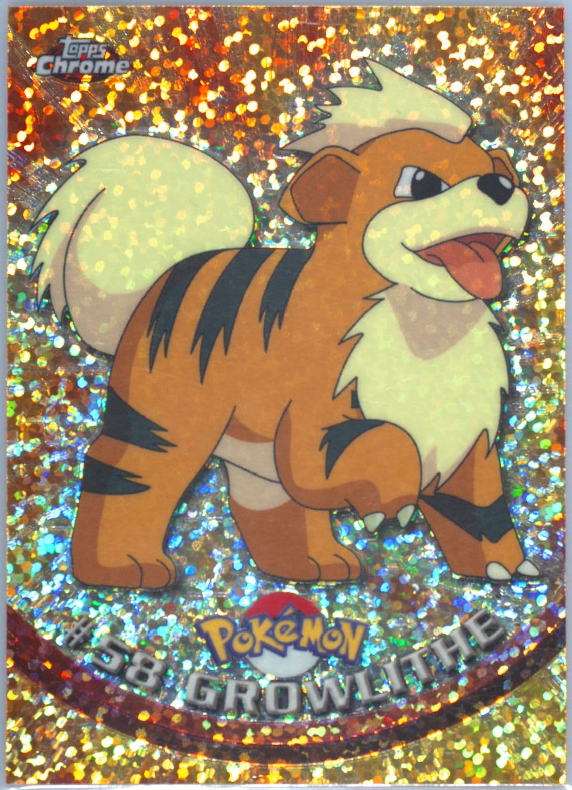 Growlithe Sparkle (58) 2000 Topps Chrome Pokemon T.V.