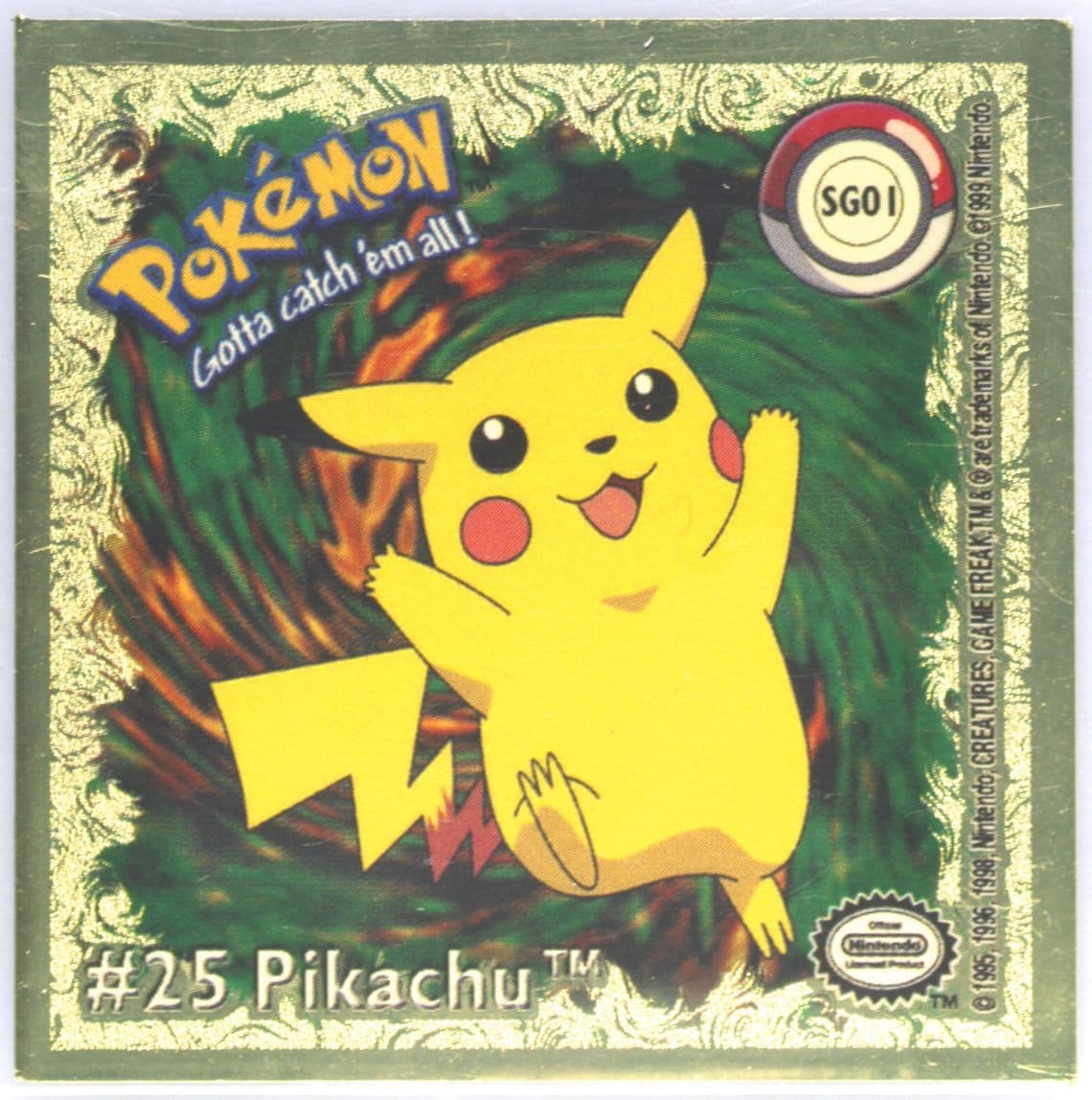 Pikachu (SG1) 1999 Pokemon Action Flipz Sticker Hologram