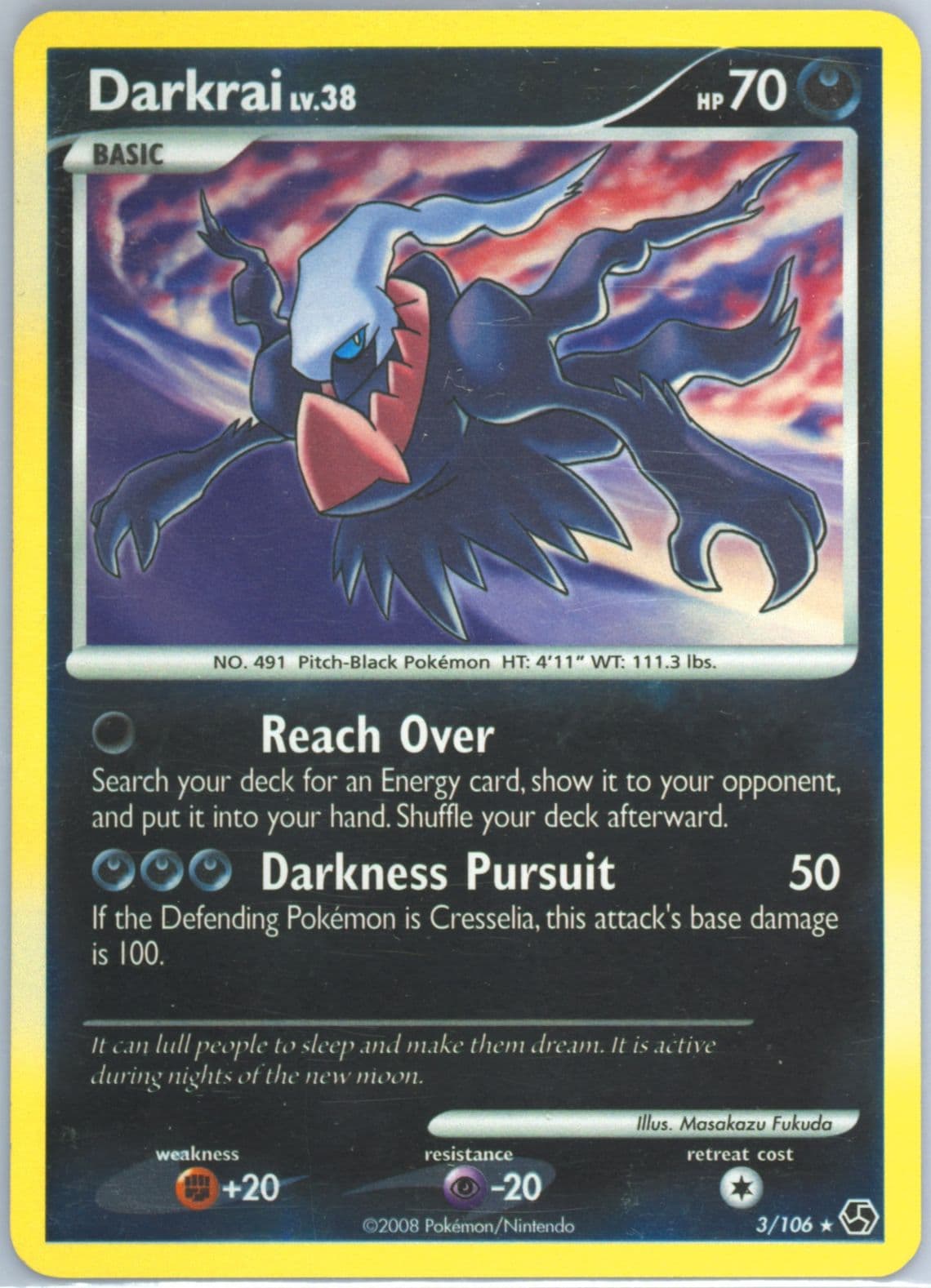 Darkrai-Reverse Foil (3) 2008 Pokemon Diamond & Pearl Great Encounters