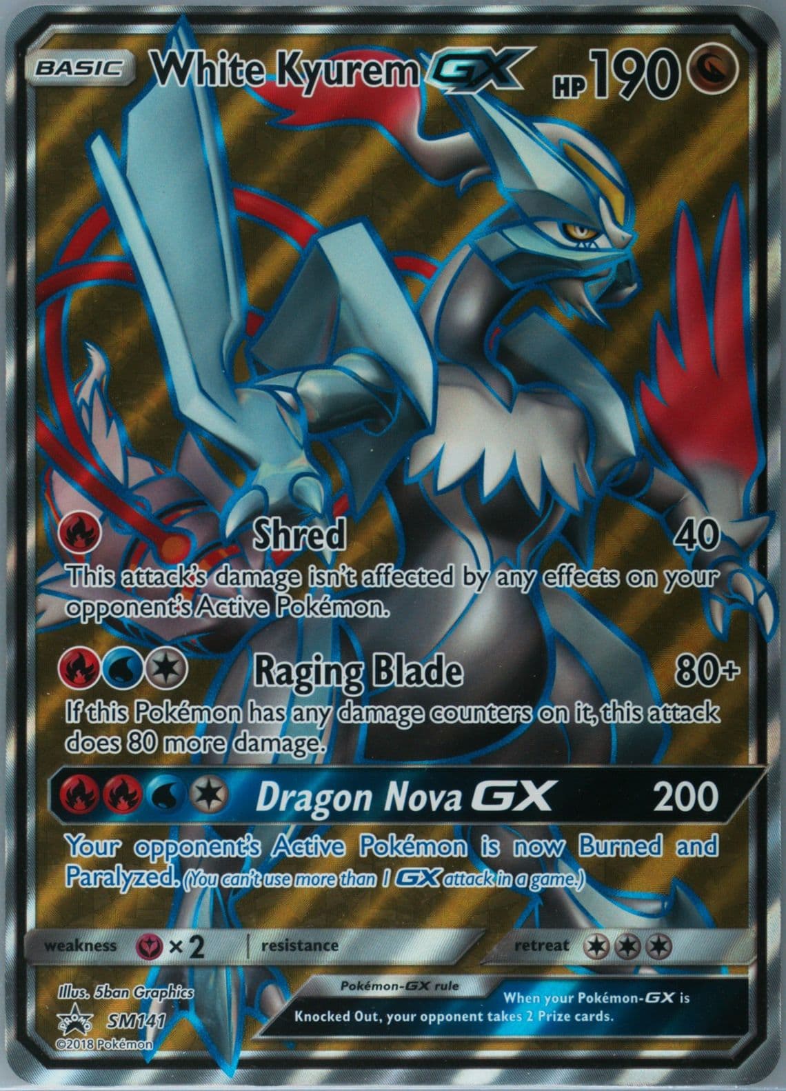 Full Art/White Kyurem GX Dragon Majesty Special Collection-Jumbo (SM141) 2018 Pokemon SM Black Star Promo
