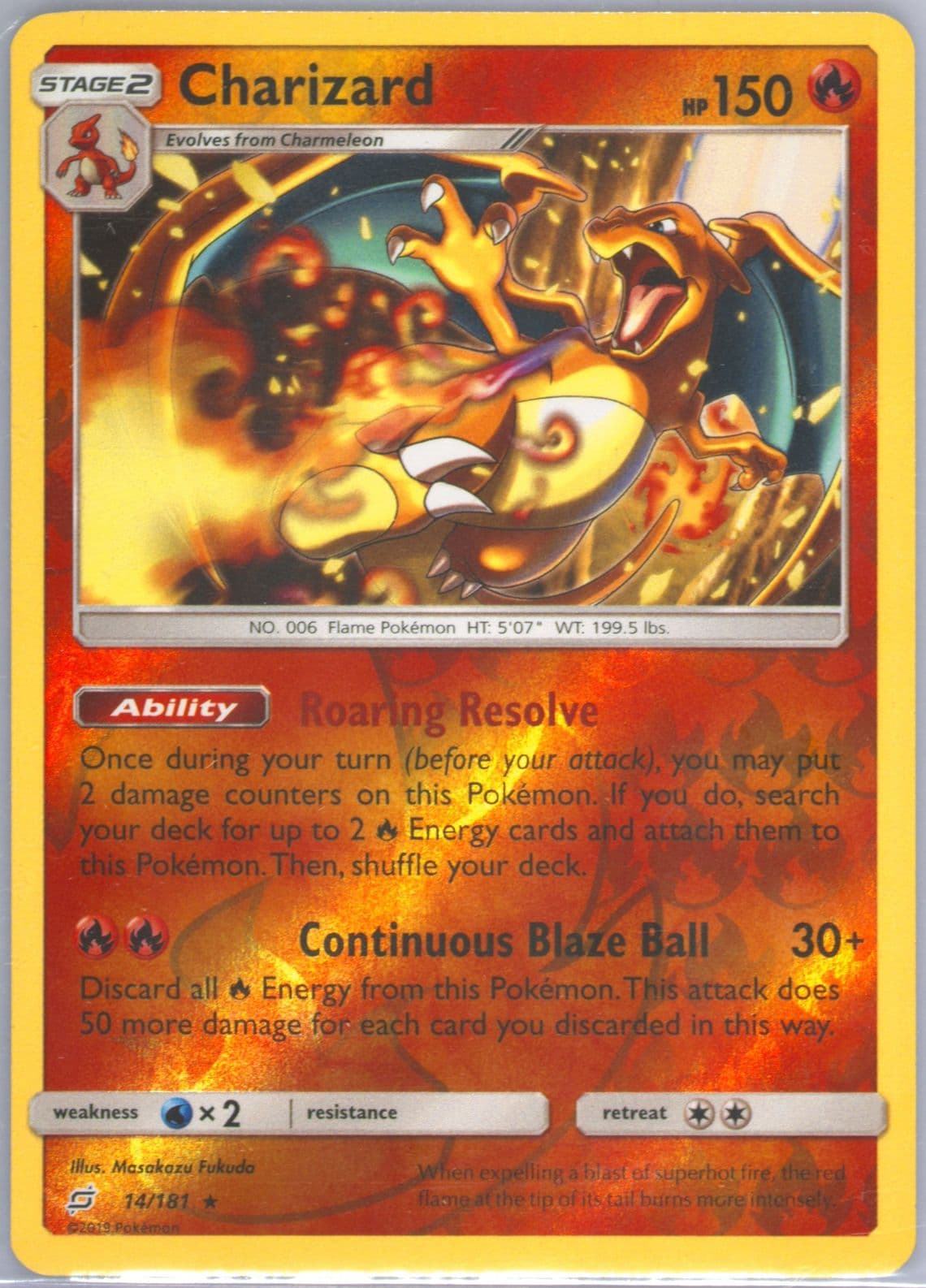 Charizard-Reverse Foil (14) 2019 Pokemon Sun & Moon Team Up