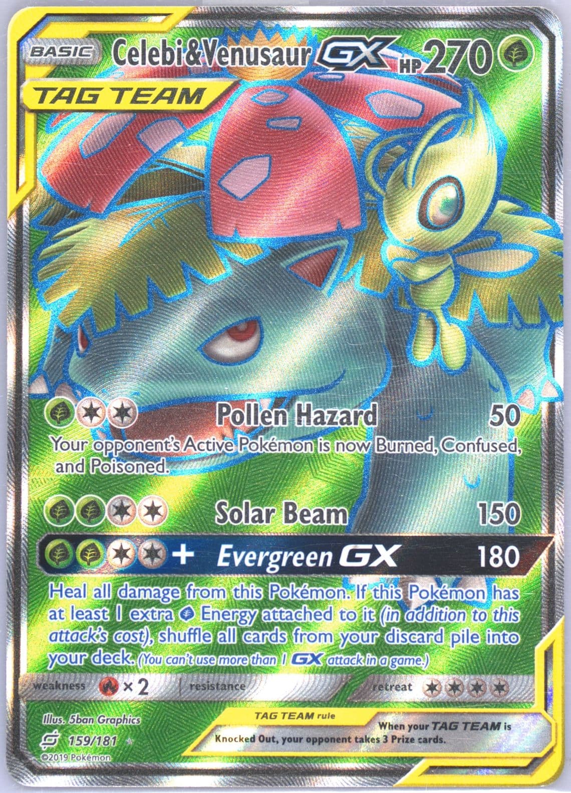 Full Art/Celebi & Venusaur GX (159) 2019 Pokemon Sun & Moon Team Up