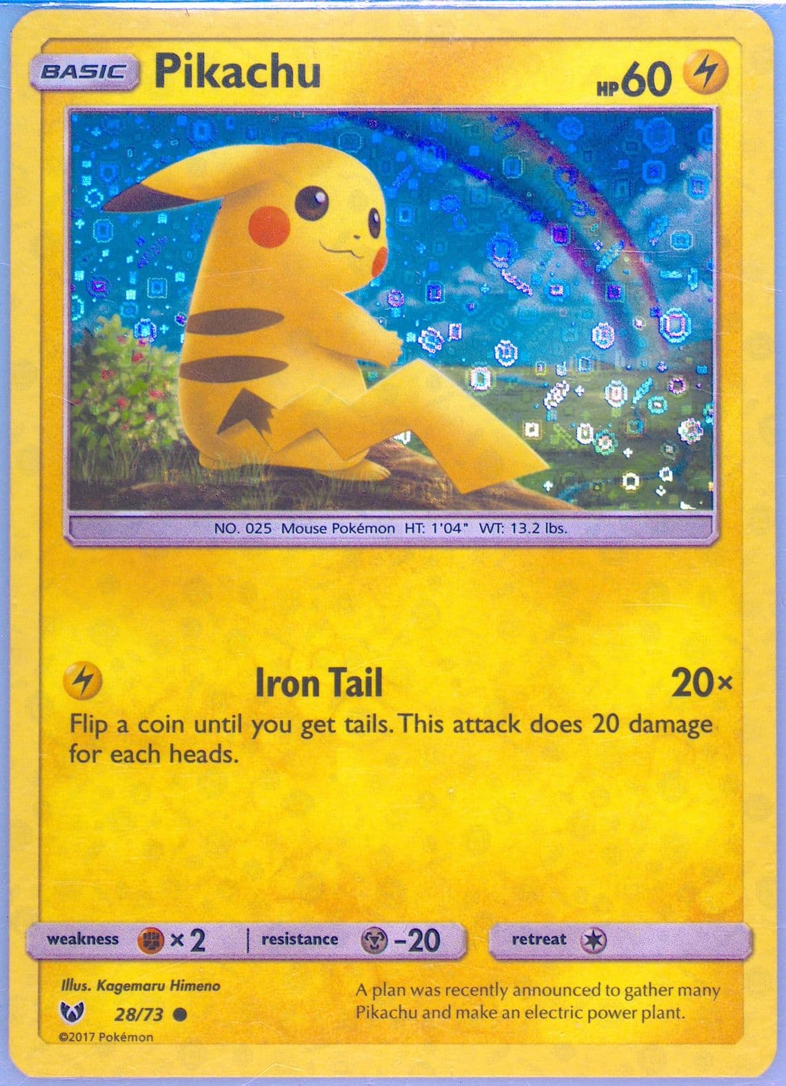 Pikachu-Holo Sequin-General Mills Mini Packs (28) 2017 Pokemon Sun & Moon Shining Legends