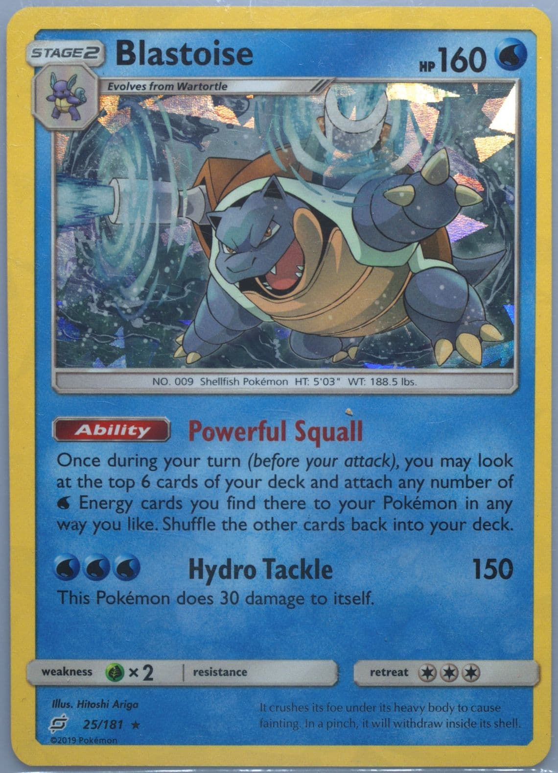 Blastoise-Holo Cracked Ice (25) 2019 Pokemon Sun & Moon Team Up