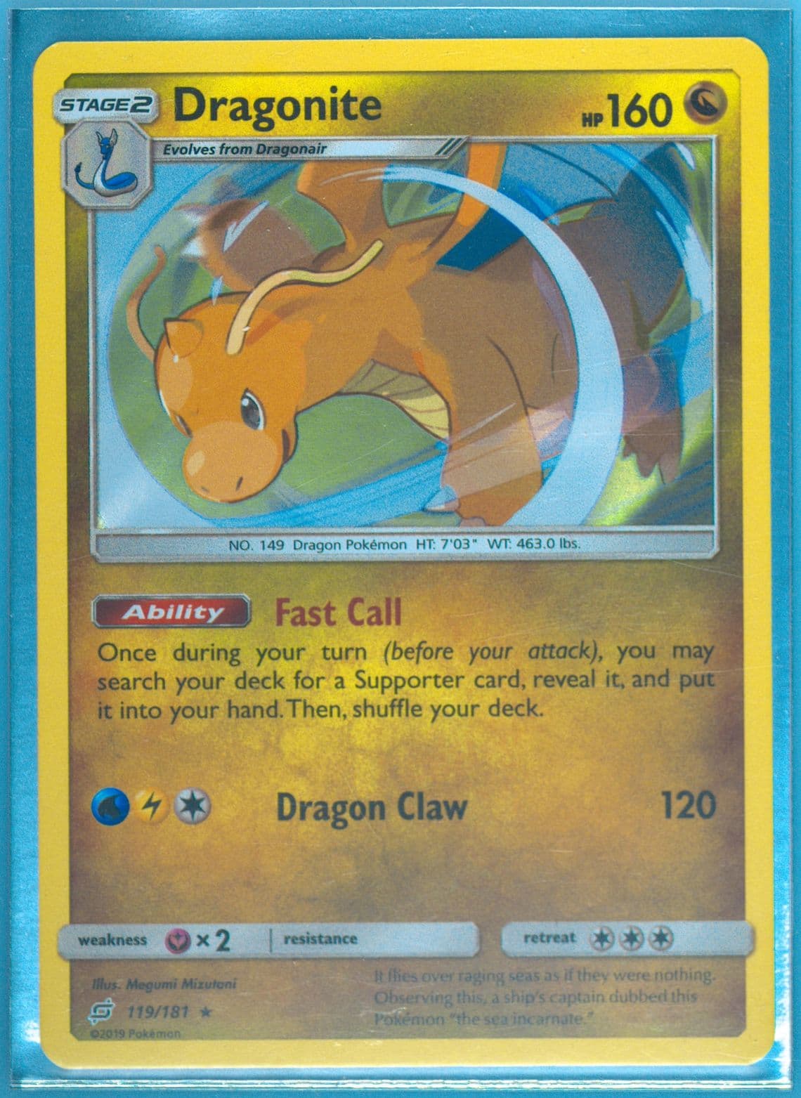 Dragonite-Holo (119) 2019 Pokemon Sun & Moon Team Up
