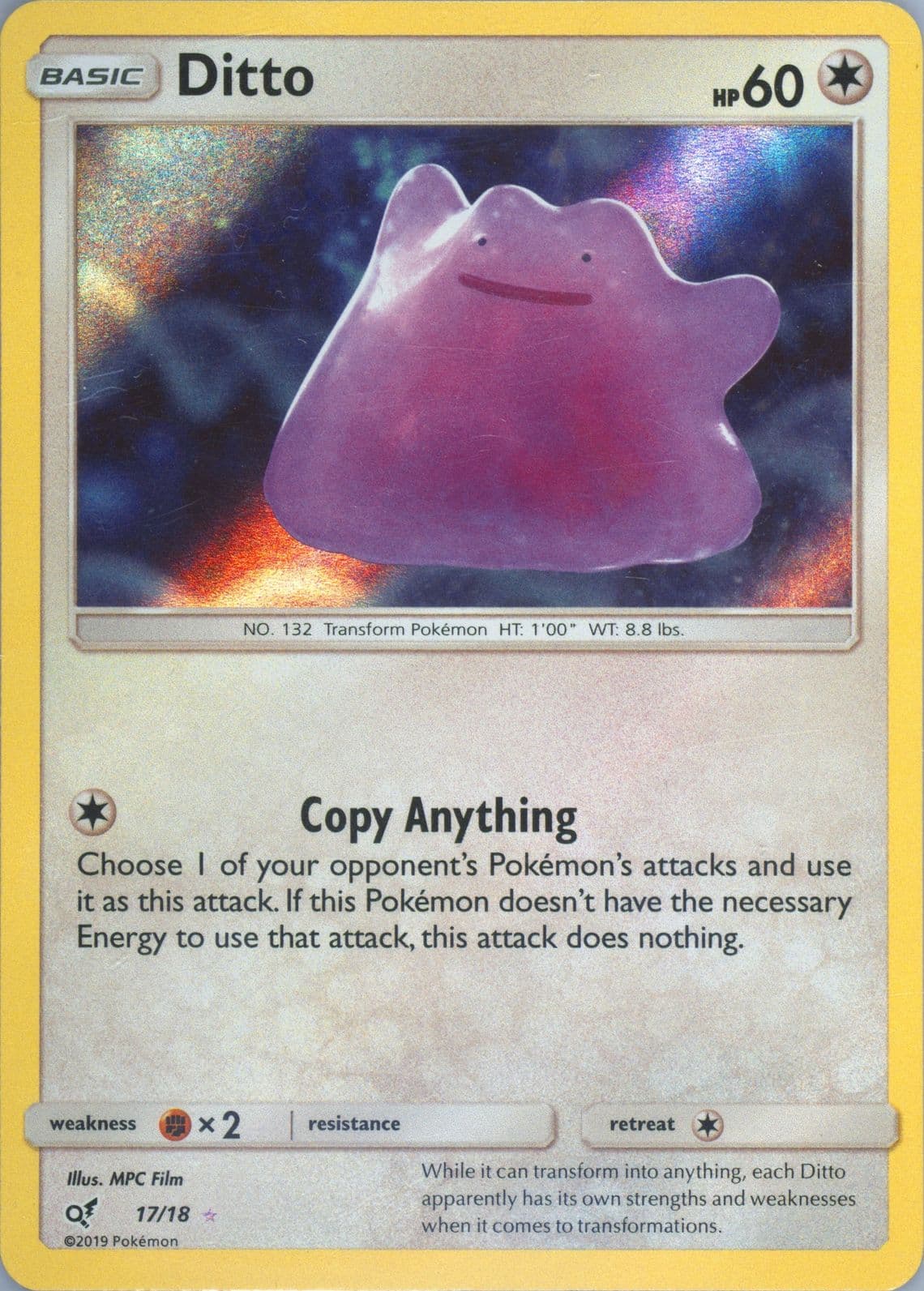 Ditto-Holo (17) 2019 Pokemon Sun & Moon Detective Pikachu