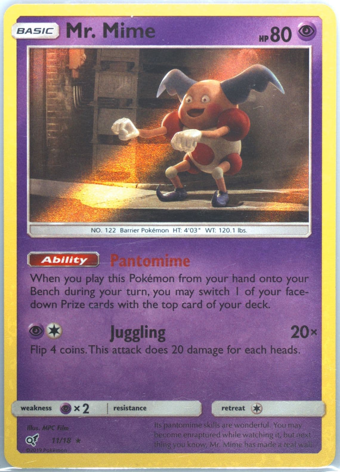 Mr. Mime-Holo (11) 2019 Pokemon Sun & Moon Detective Pikachu
