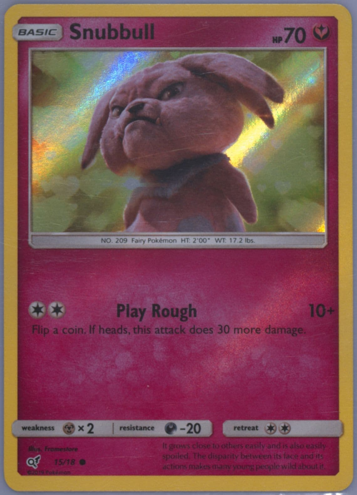 Snubbull-Holo (15) 2019 Pokemon Sun & Moon Detective Pikachu