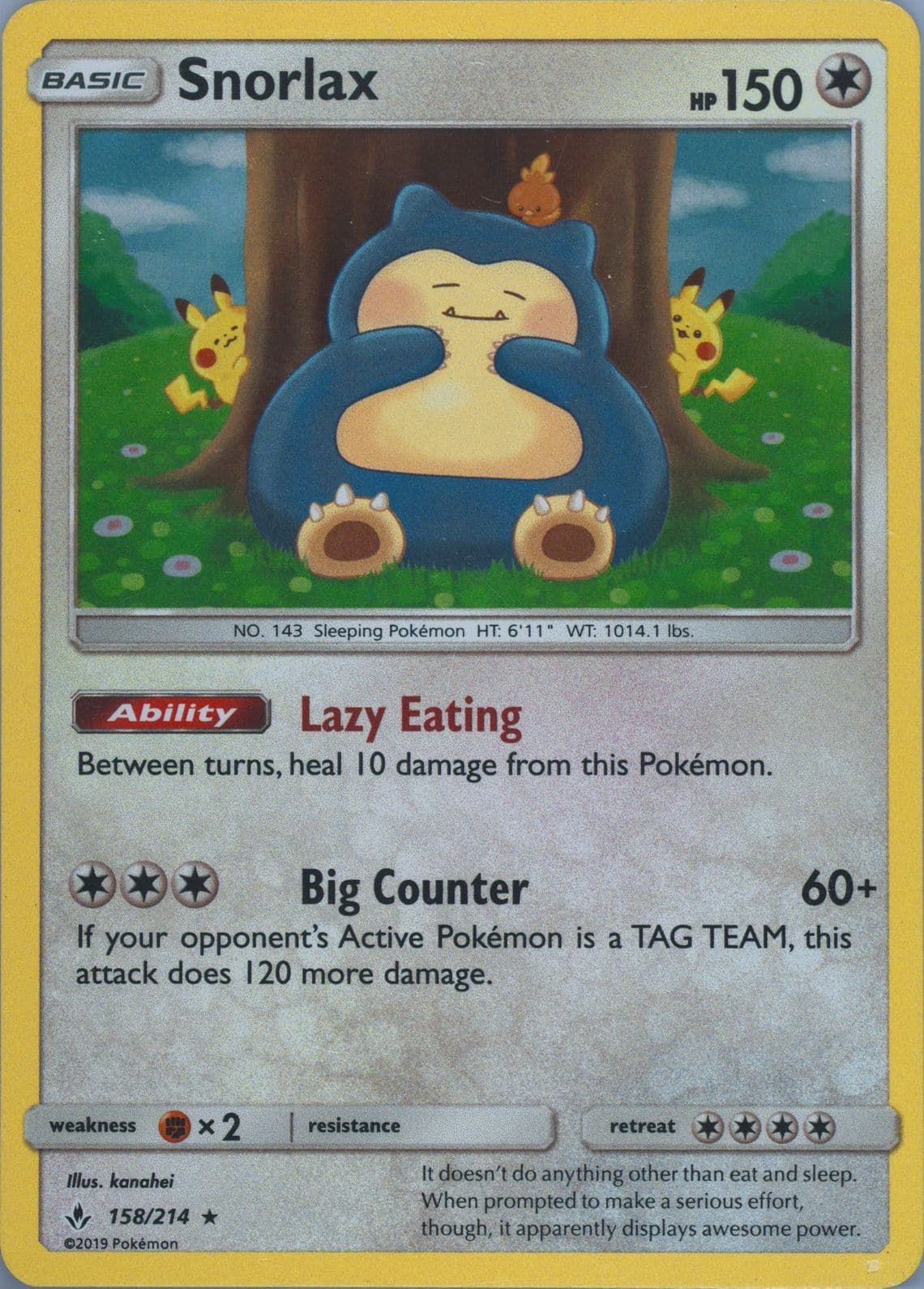 Snorlax-Holo (158) 2019 Pokemon Sun & Moon Unbroken Bonds