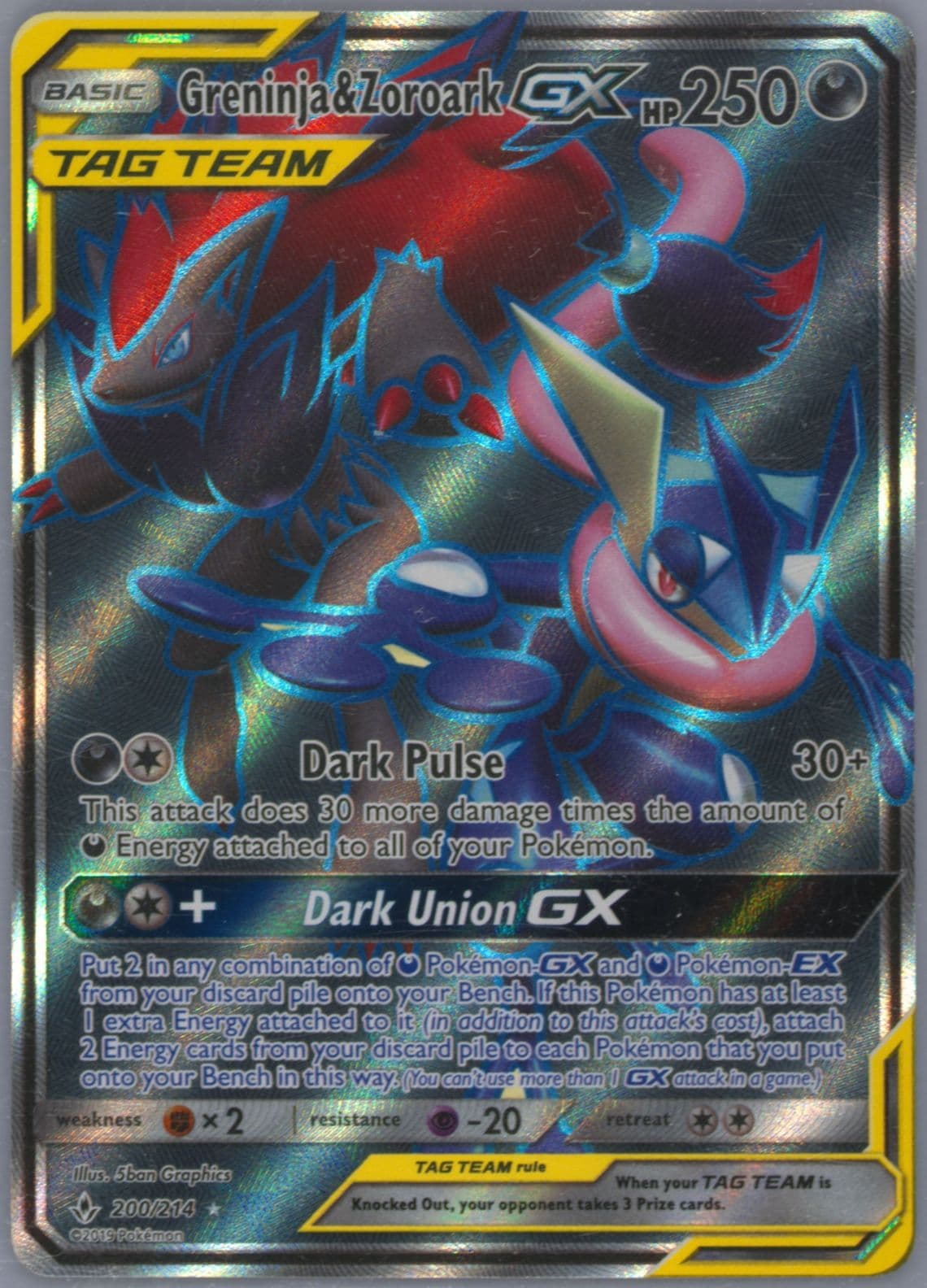 Full Art/Greninja & Zoroark GX (200) 2019 Pokemon Sun & Moon Unbroken Bonds