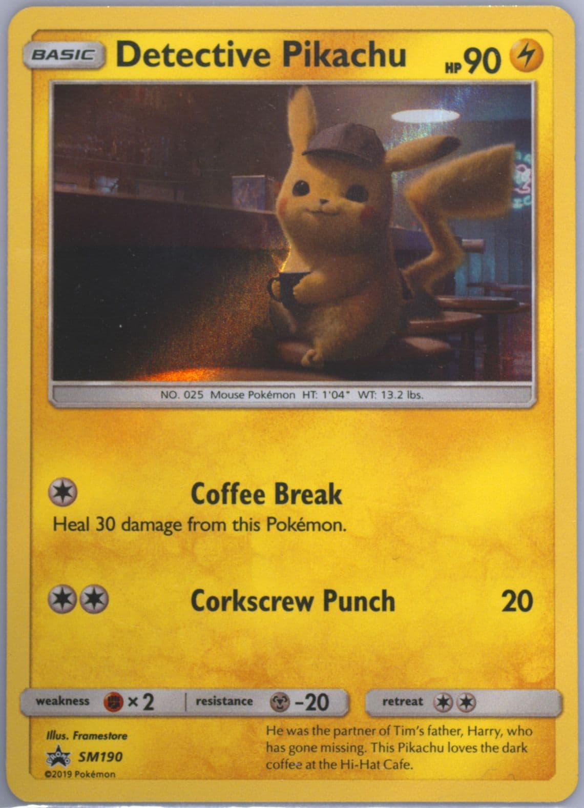 Detective Pikachu-Holo (SM190) 2019 Pokemon SM Black Star Promo