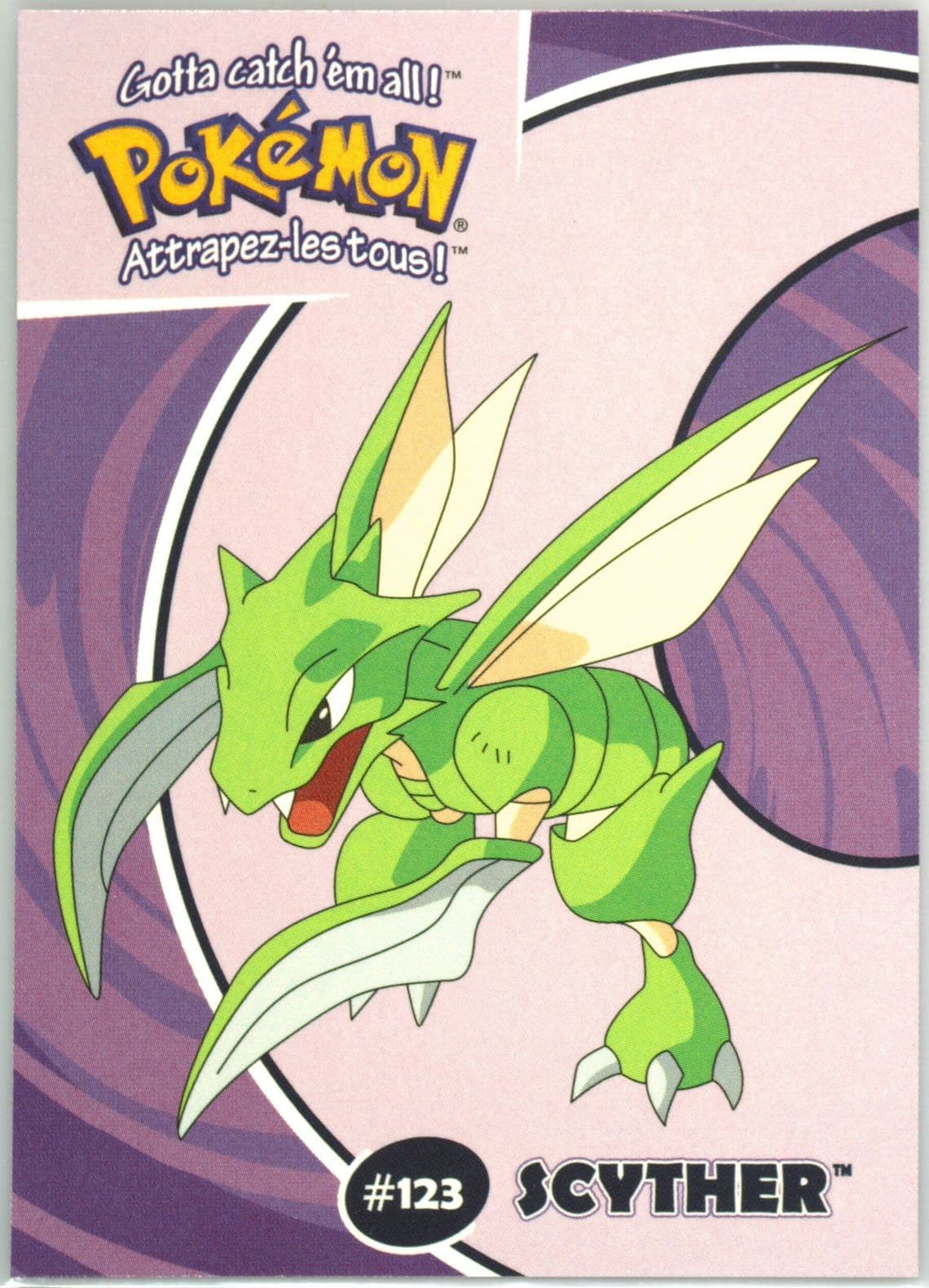 Scyther (21) 2000 Danone Pokemon Stadium Tip