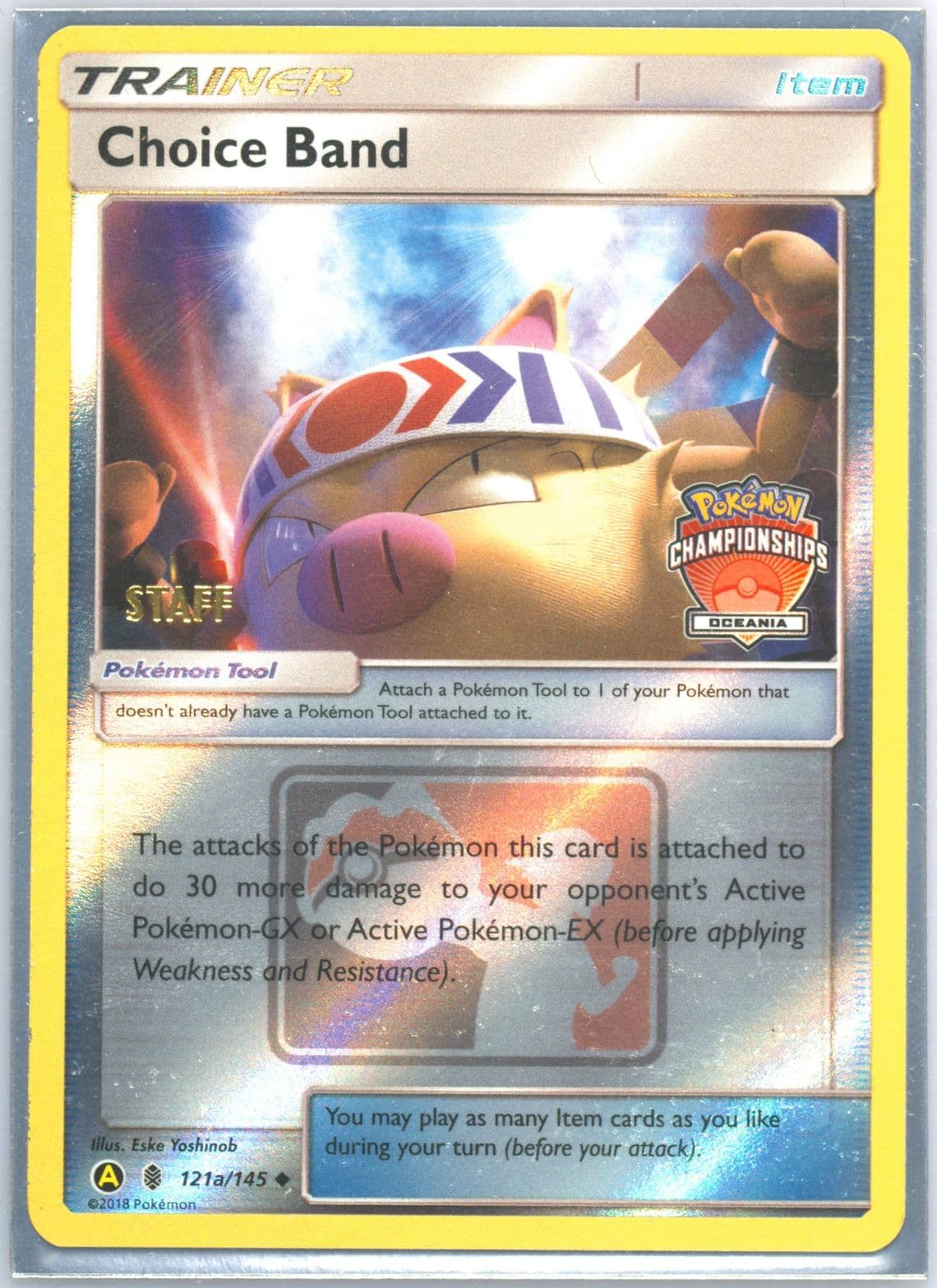 Choice Band-Reverse Foil Yellow A 2019 Season International Championships Oceania-Staff (121a) 2017 Pokemon Sun & Moon Guardians Rising