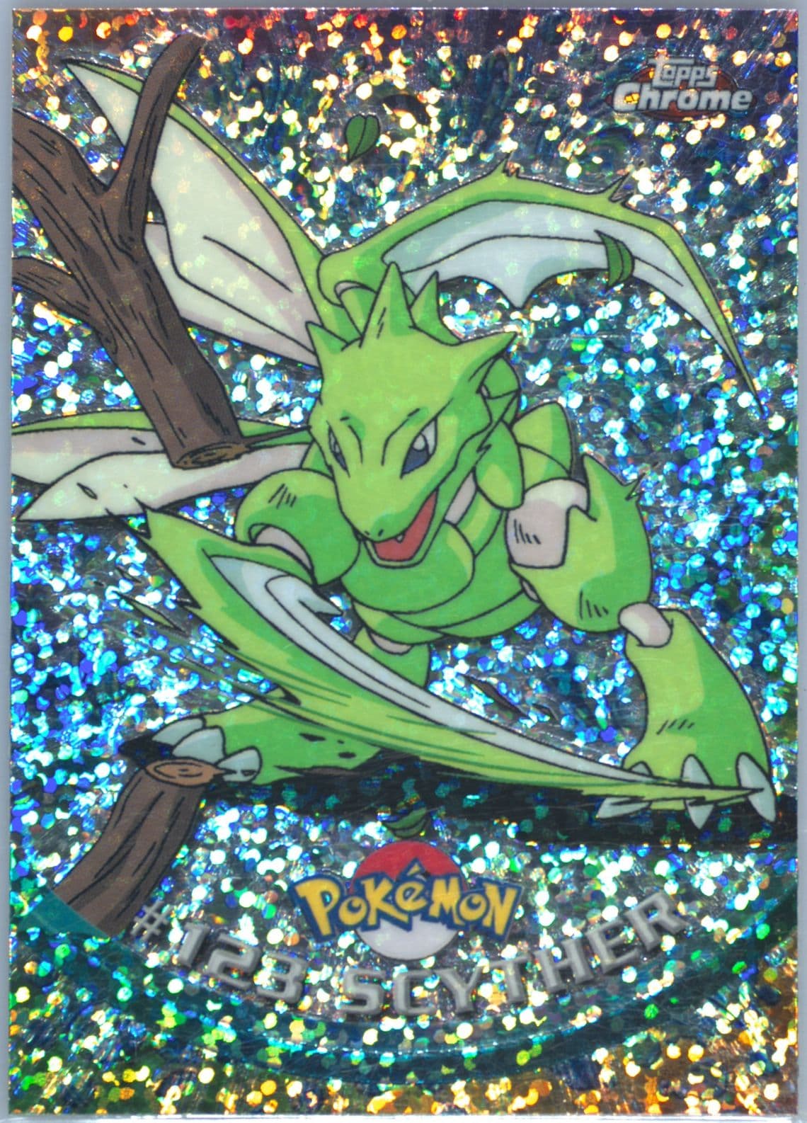 Scyther Sparkle (123) 2000 Topps Chrome Pokemon T.V.