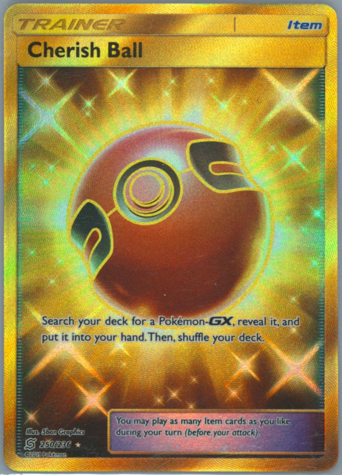 Full Art/Cherish Ball Secret (250) 2019 Pokemon Sun & Moon Unified Minds