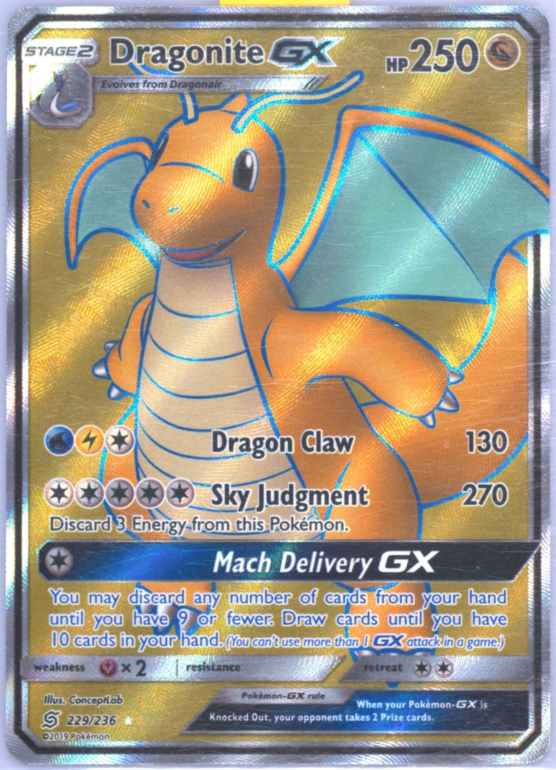 Full Art/Dragonite GX (229) 2019 Pokemon Sun & Moon Unified Minds