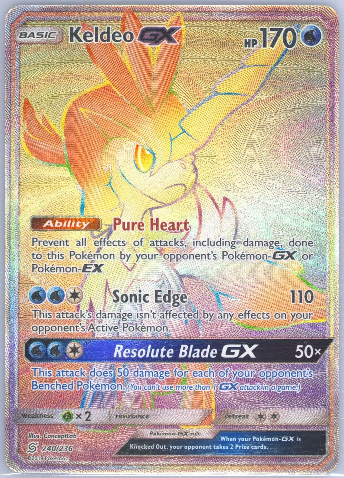 Full Art/Keldeo GX Secret (240) 2019 Pokemon Sun & Moon Unified Minds