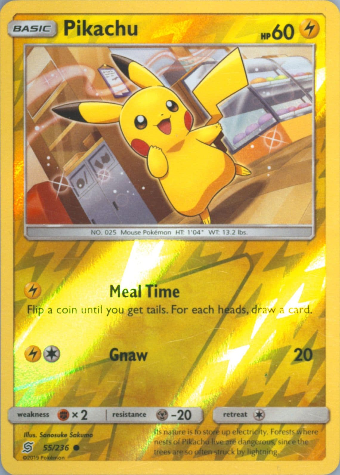 Pikachu-Reverse Foil (55) 2019 Pokemon Sun & Moon Unified Minds
