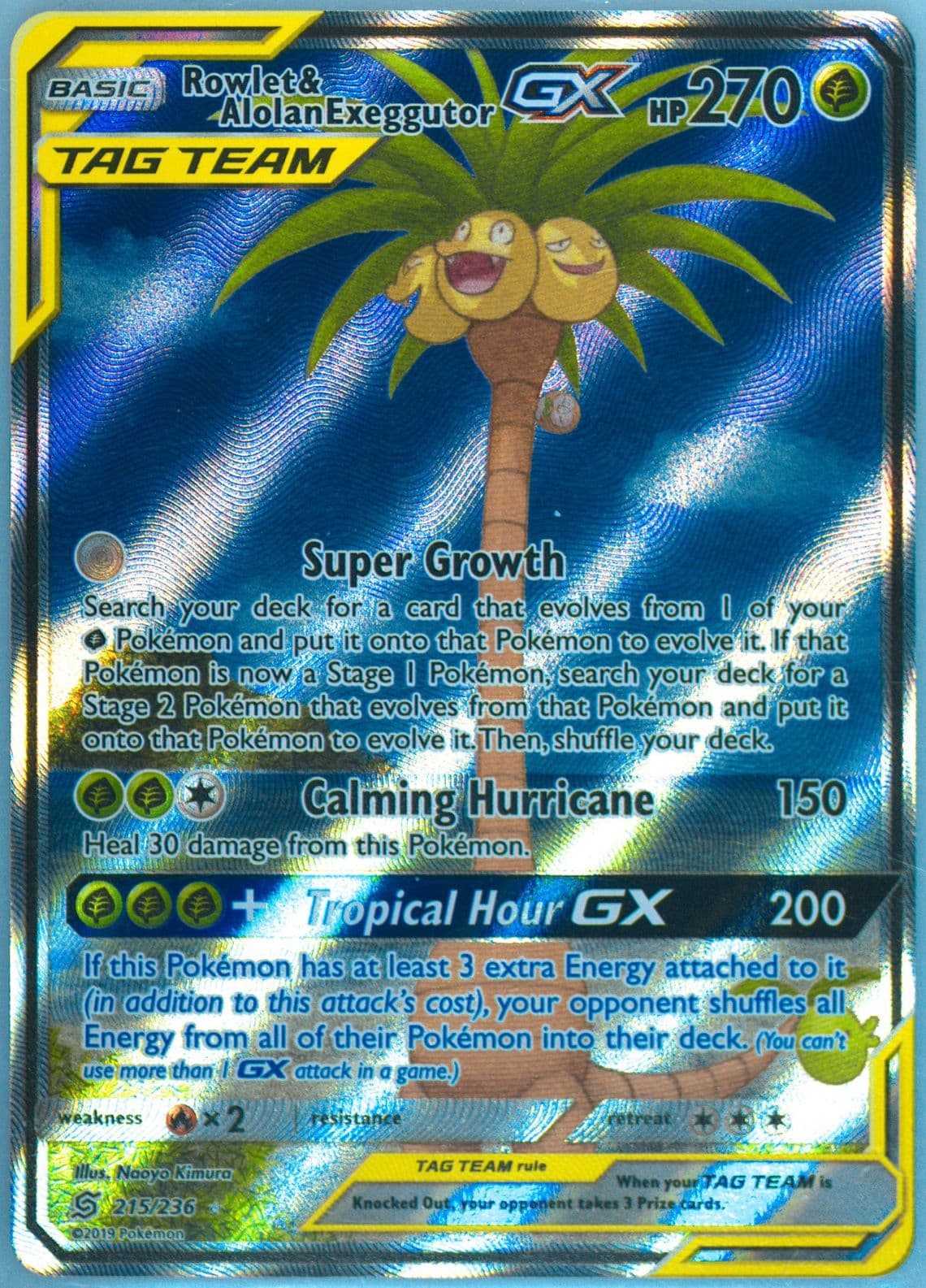 Full Art/Rowlet & Alolan Exeggutor GX (215) 2019 Pokemon Sun & Moon Unified Minds