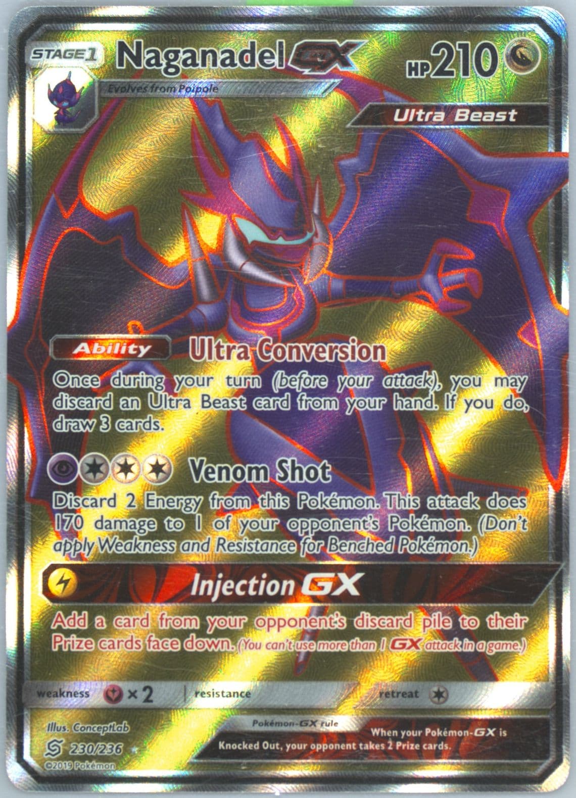 Full Art/Naganadel GX (230) 2019 Pokemon Sun & Moon Unified Minds