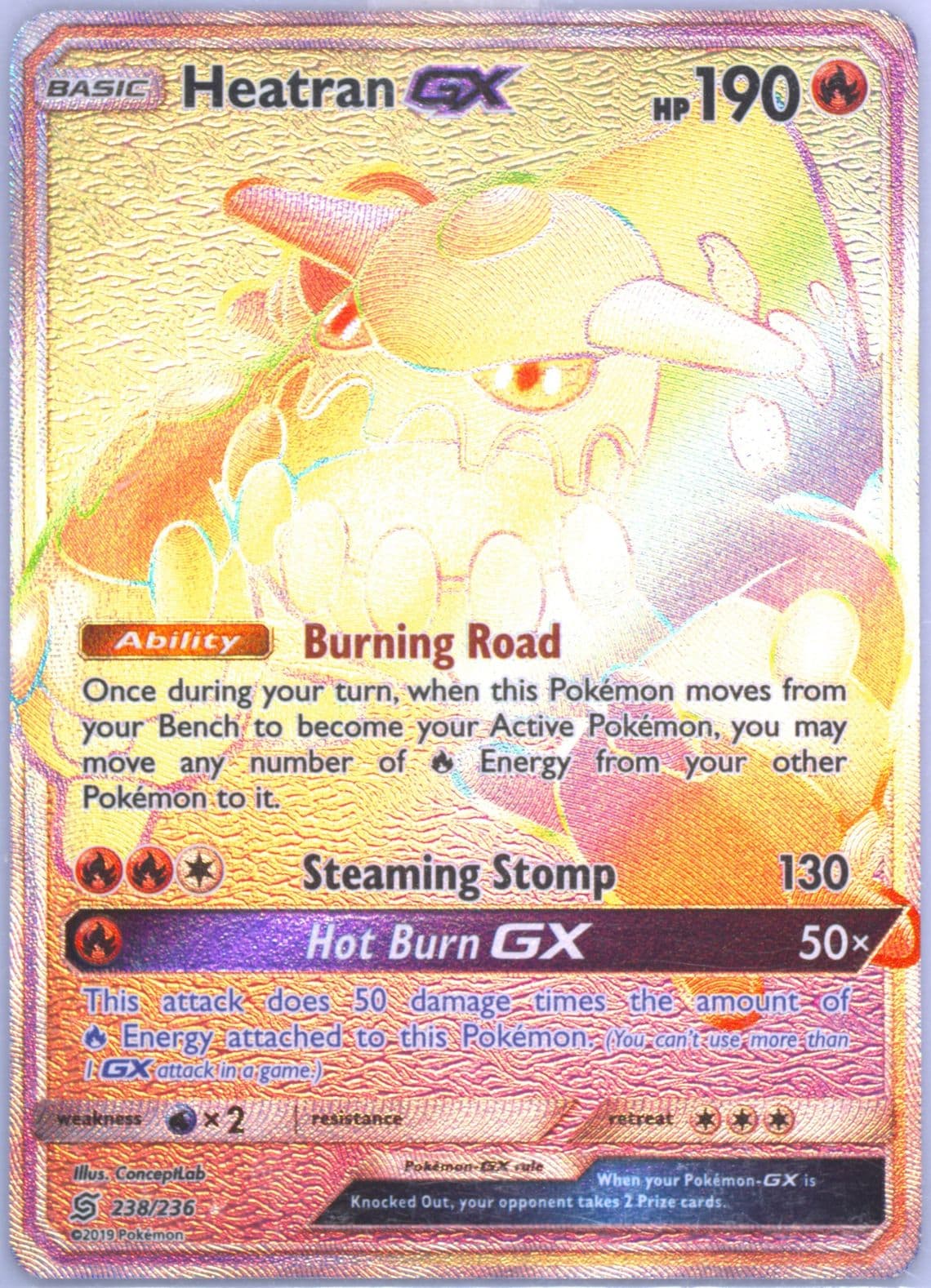 Full Art/Heatran GX Secret (238) 2019 Pokemon Sun & Moon Unified Minds