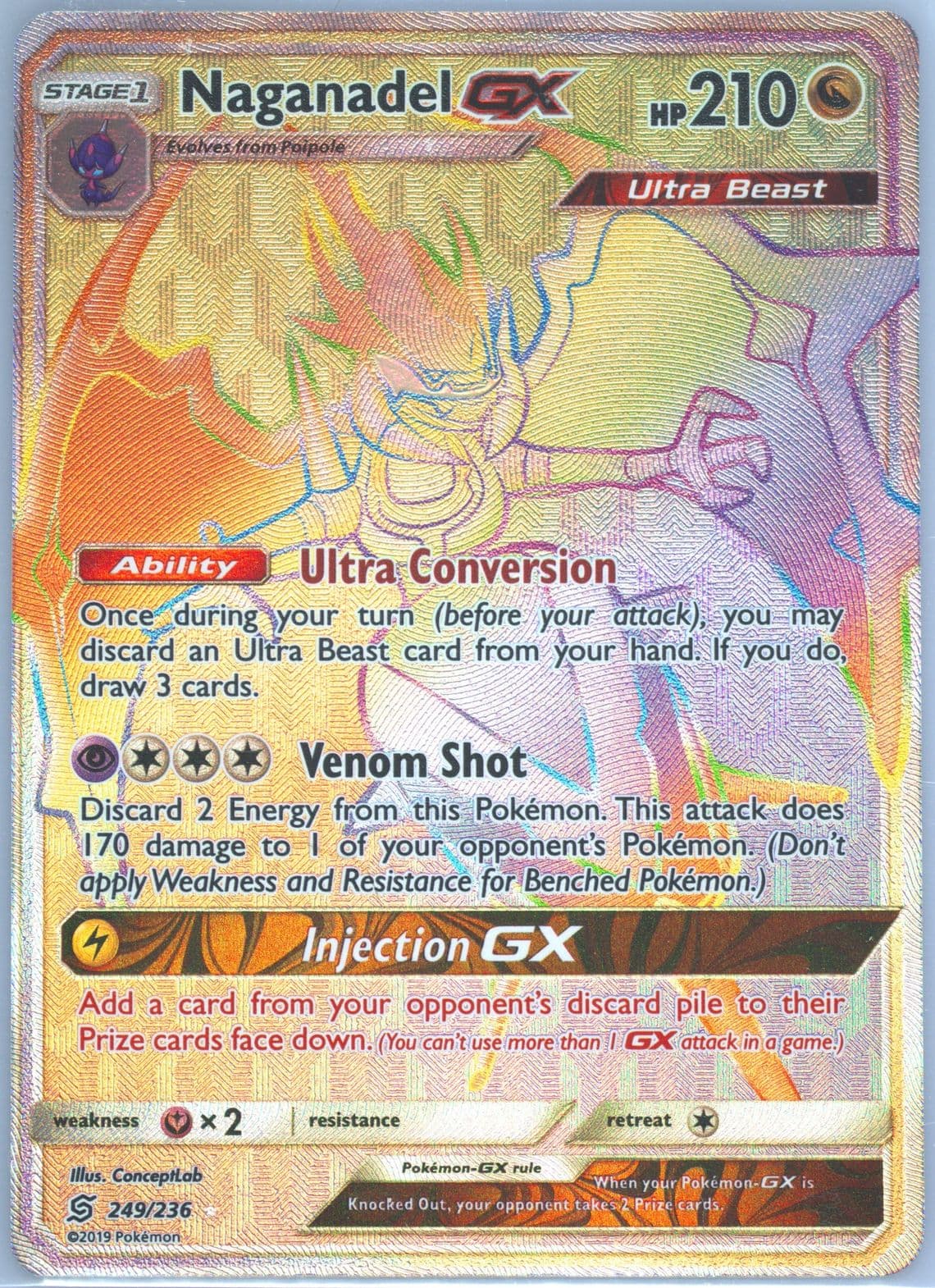 Full Art/Naganadel GX Secret (249) 2019 Pokemon Sun & Moon Unified Minds