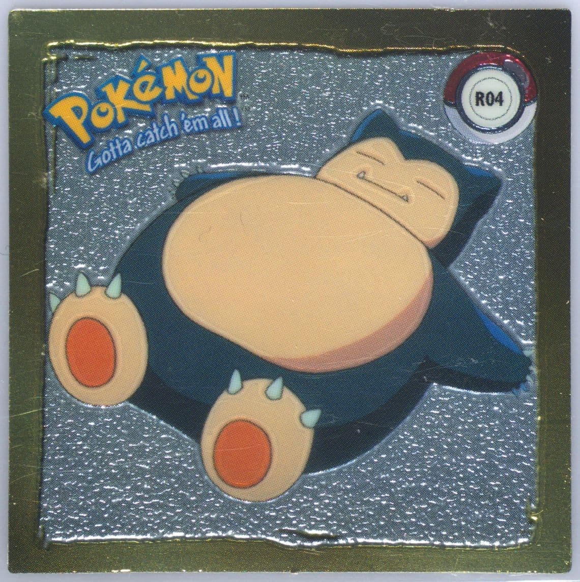 Snorlax (R04) 1999 Pokemon Stickers Series 1 Rare Gold Stickers