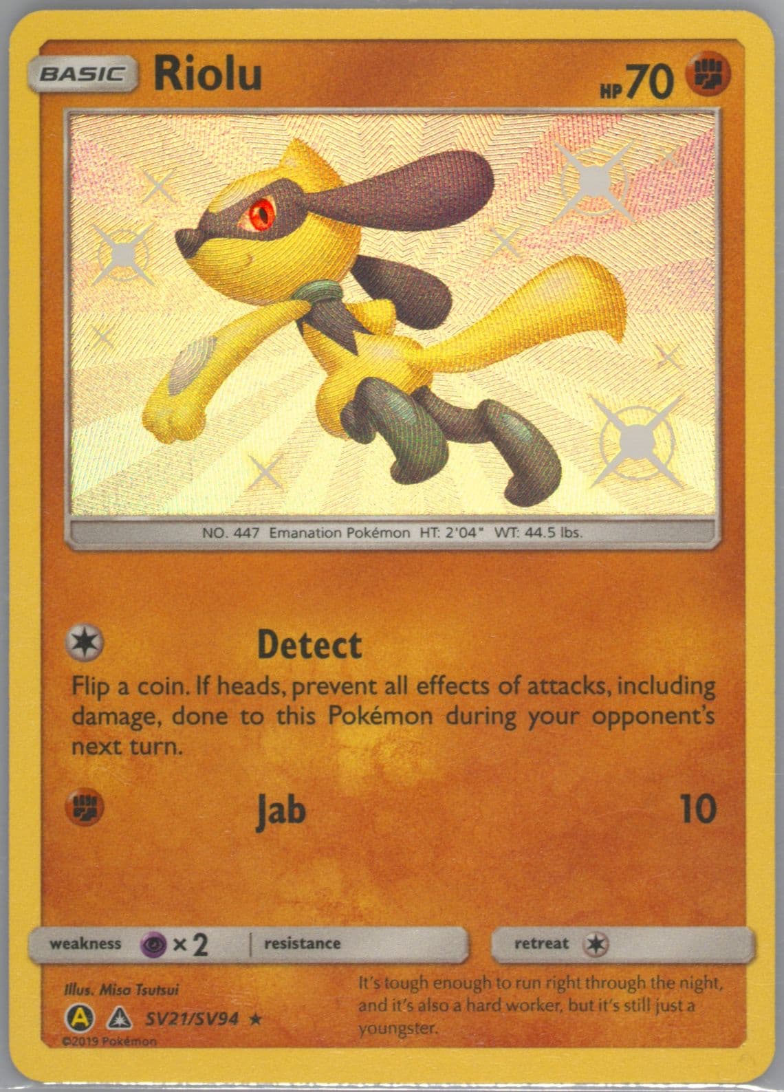 Riolu-Holo (SV21) 2019 Pokemon Sun & Moon Hidden Fates