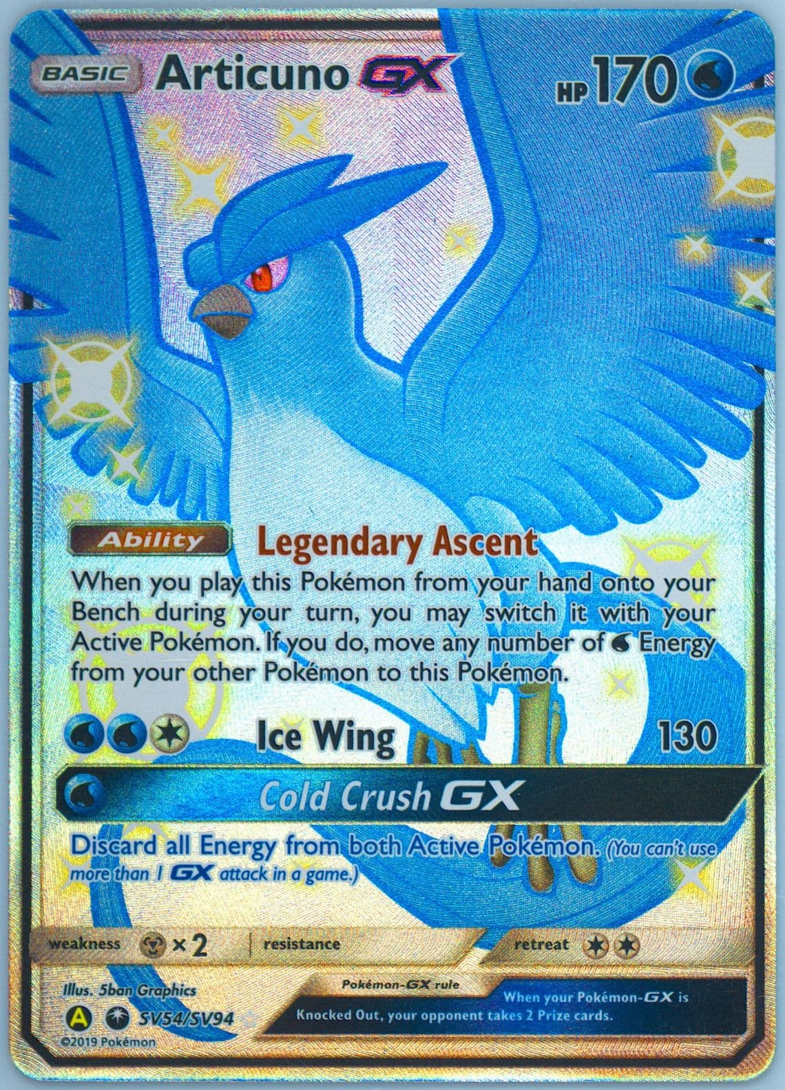 Full Art/Articuno GX (SV54) 2019 Pokemon Sun & Moon Hidden Fates
