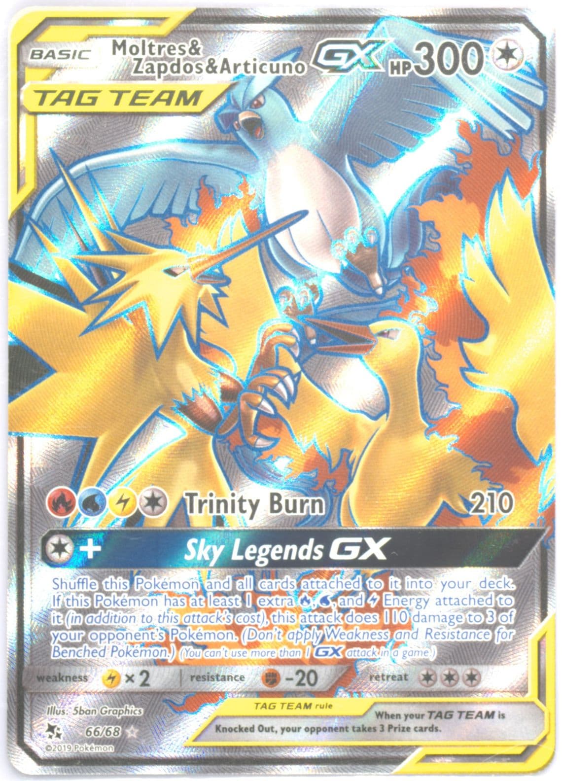 Full Art/Moltres & Zapdos & Articuno GX (66) 2019 Pokemon Sun & Moon Hidden Fates