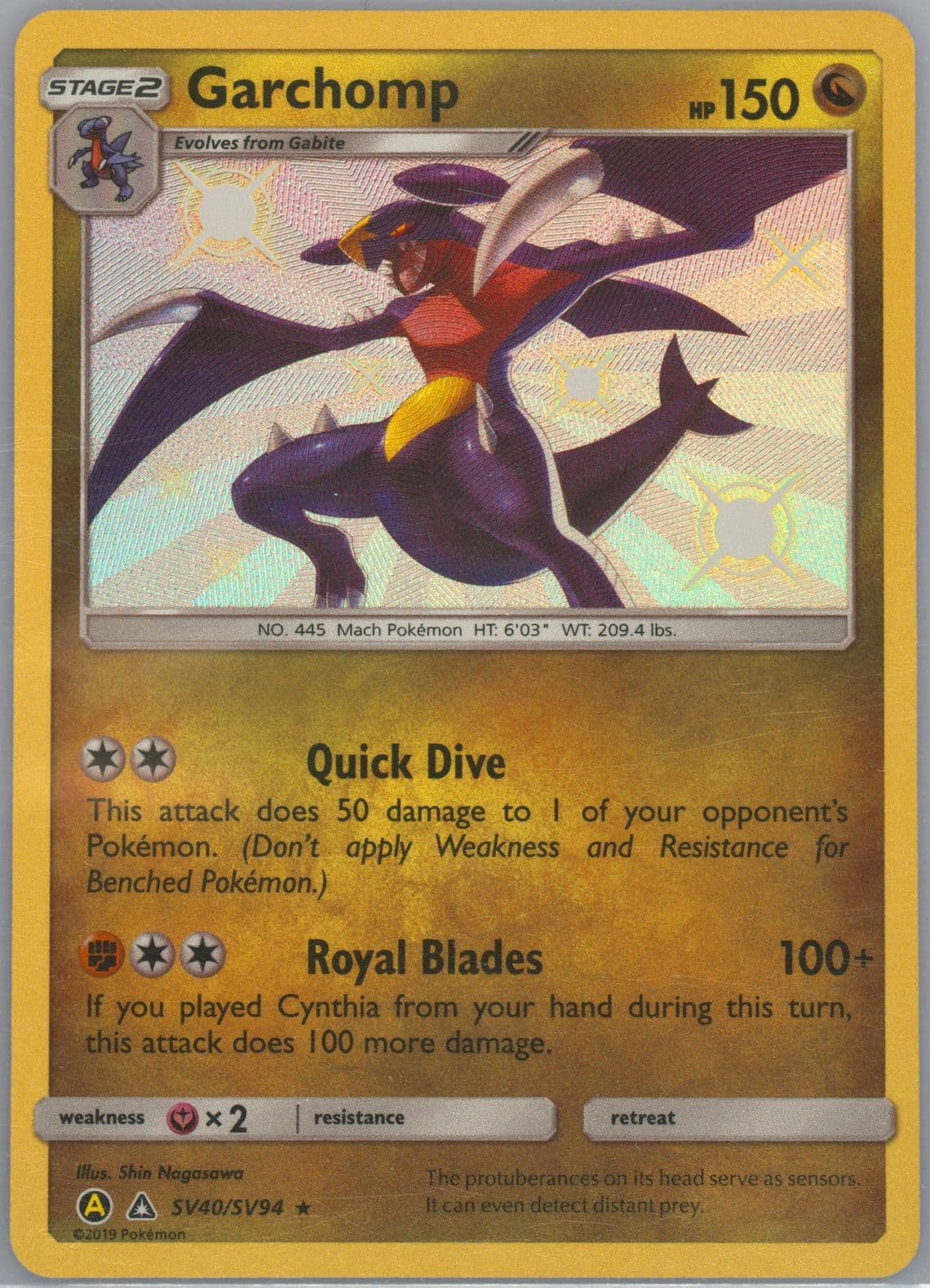 Garchomp-Holo (SV40) 2019 Pokemon Sun & Moon Hidden Fates