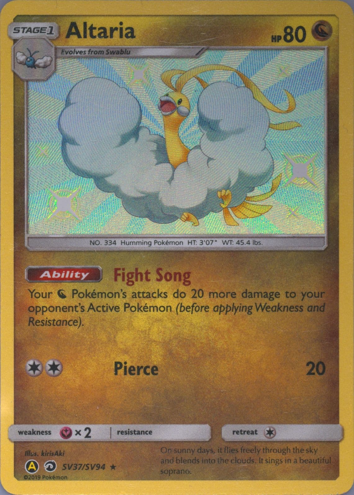 Altaria-Holo (SV37) 2019 Pokemon Sun & Moon Hidden Fates