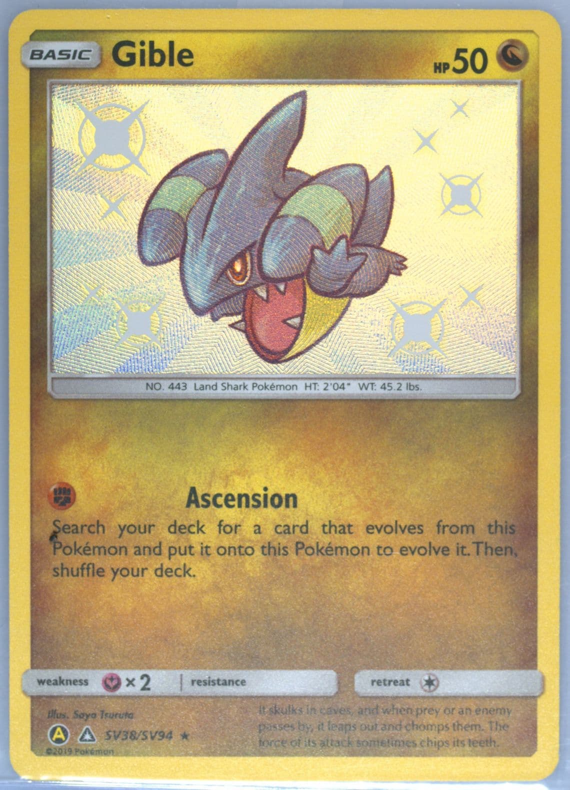 Gible-Holo (SV38) 2019 Pokemon Sun & Moon Hidden Fates