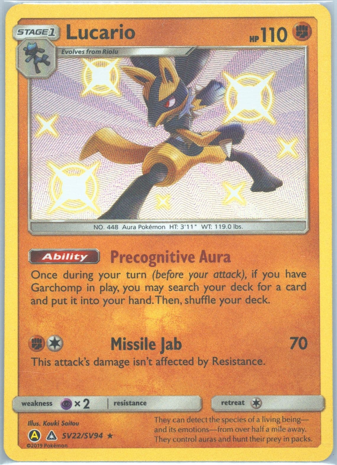 Lucario-Holo (SV22) 2019 Pokemon Sun & Moon Hidden Fates