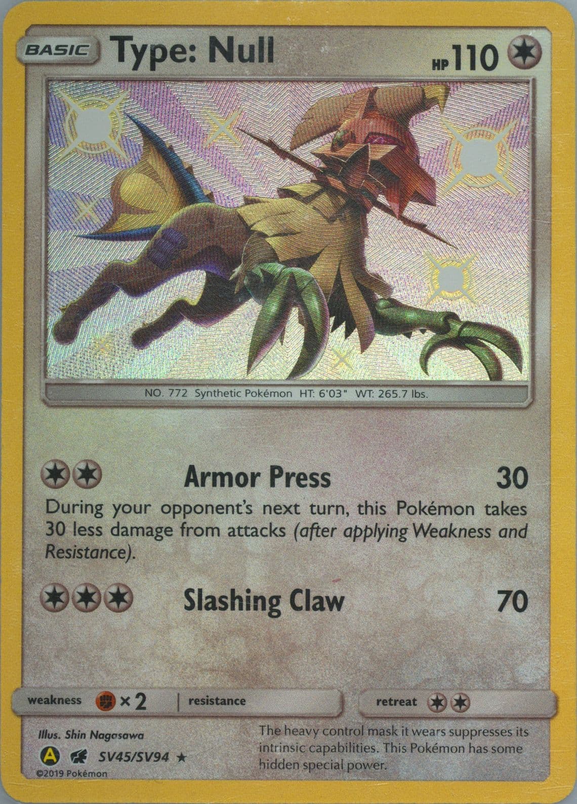 Type: Null-Holo (SV45) 2019 Pokemon Sun & Moon Hidden Fates