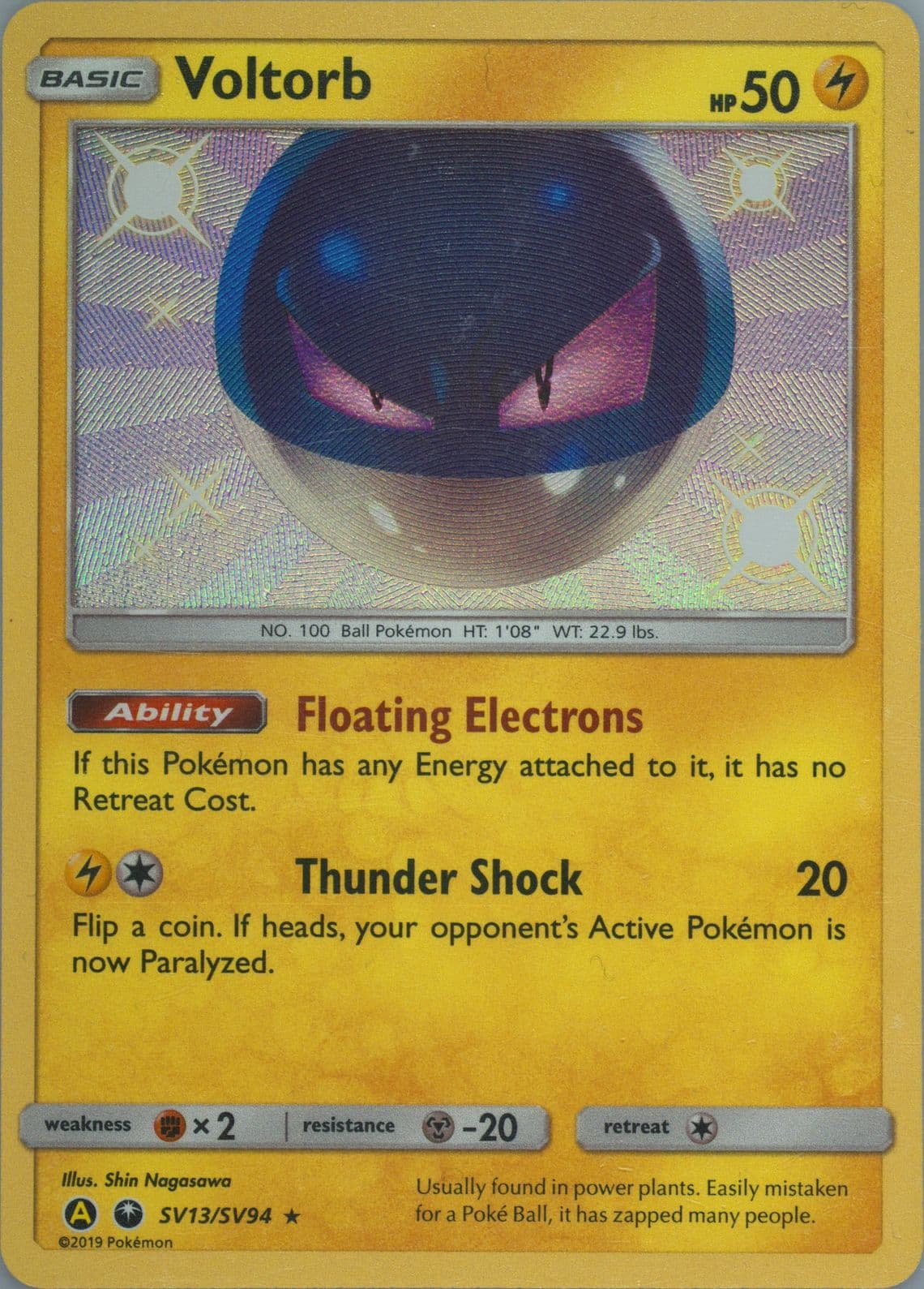 Voltorb-Holo (SV13) 2019 Pokemon Sun & Moon Hidden Fates