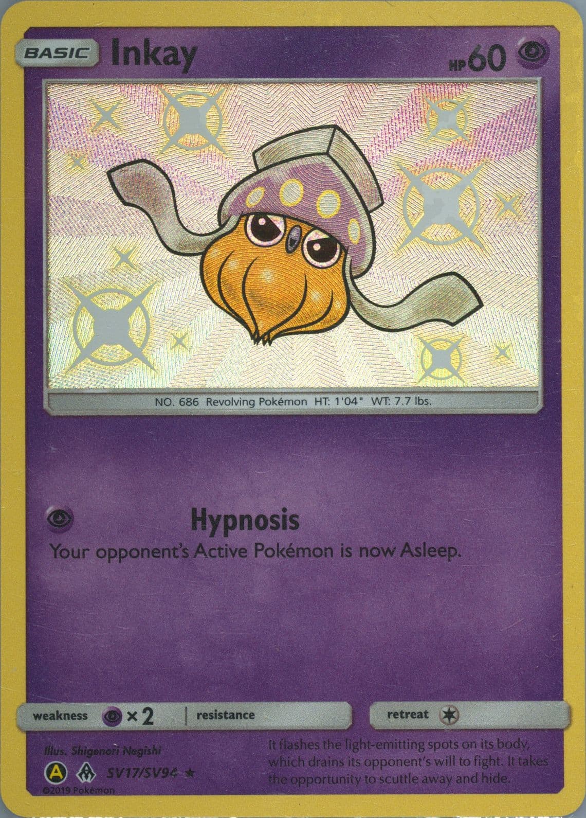 Inkay-Holo (SV17) 2019 Pokemon Sun & Moon Hidden Fates