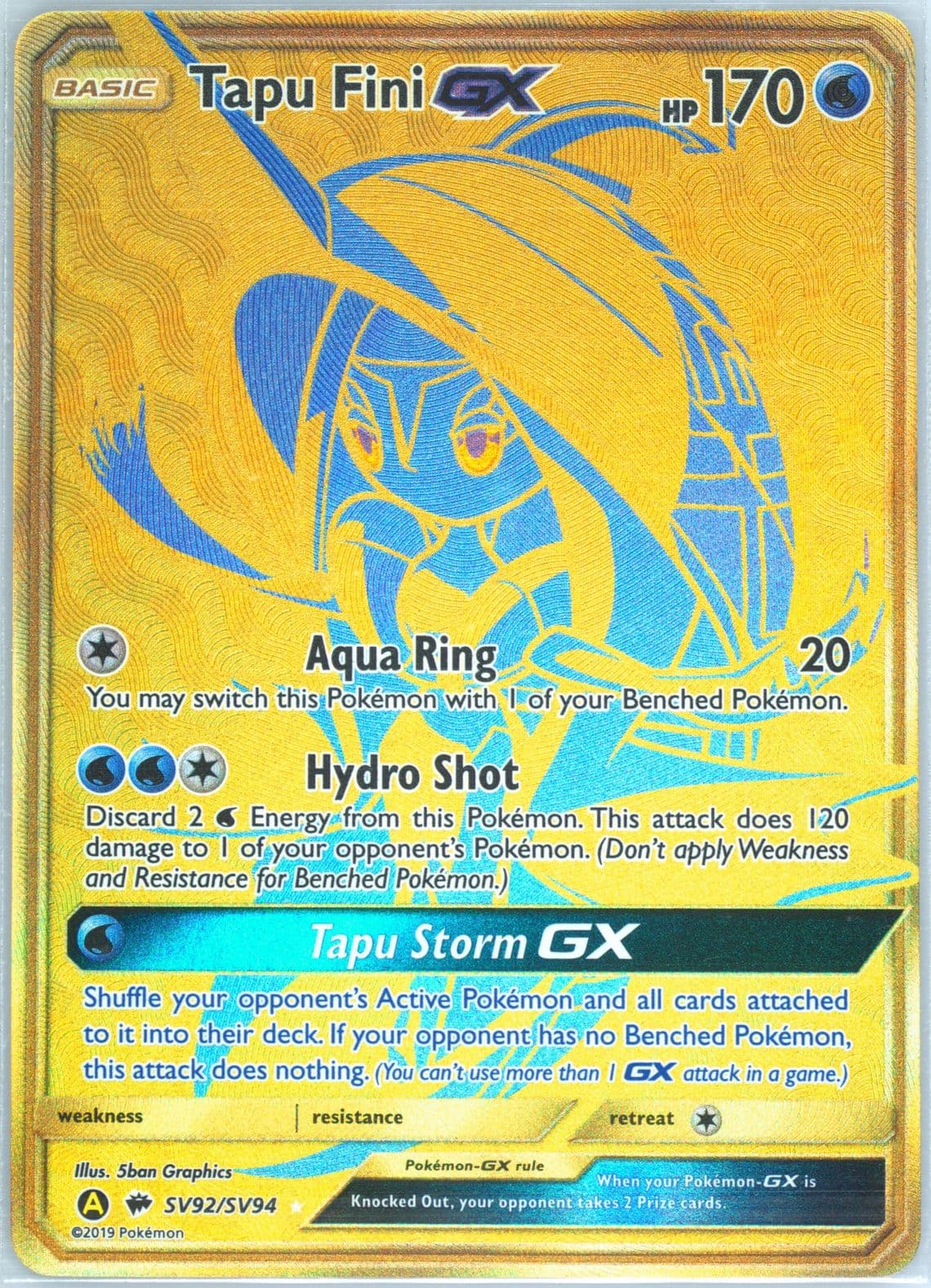 Full Art/Tapu Fini GX (SV92) 2019 Pokemon Sun & Moon Hidden Fates