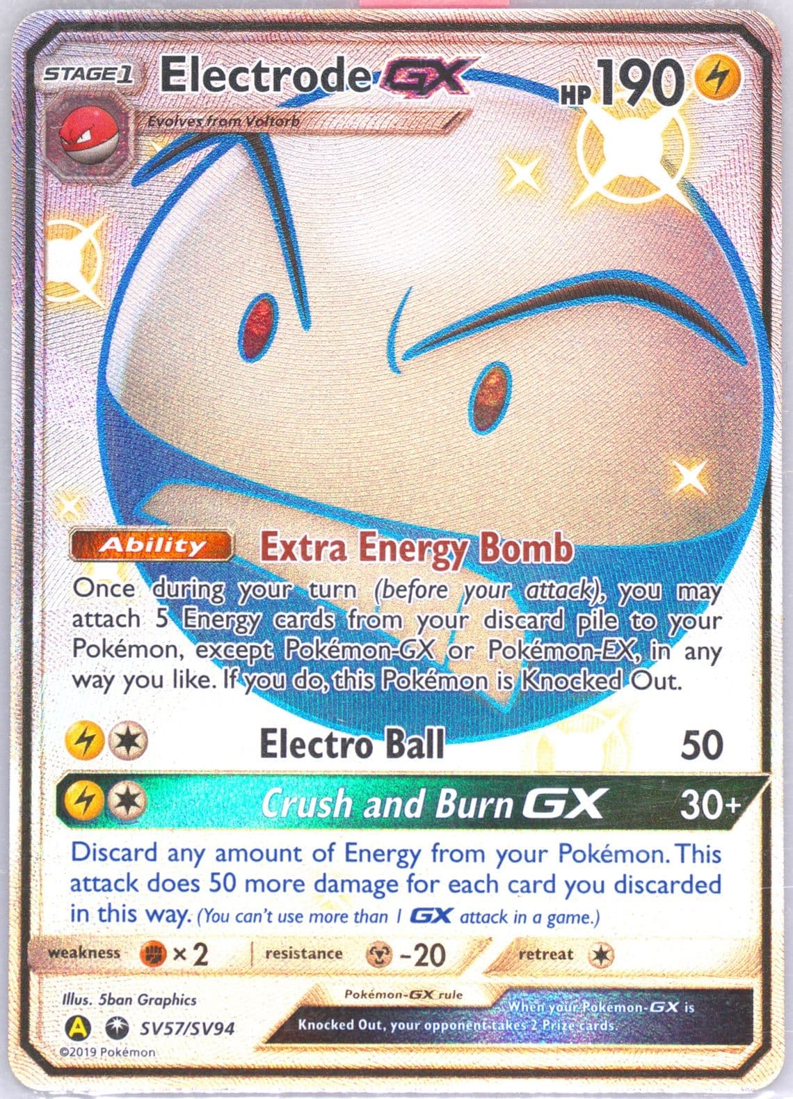 Full Art/Electrode GX (SV57) 2019 Pokemon Sun & Moon Hidden Fates