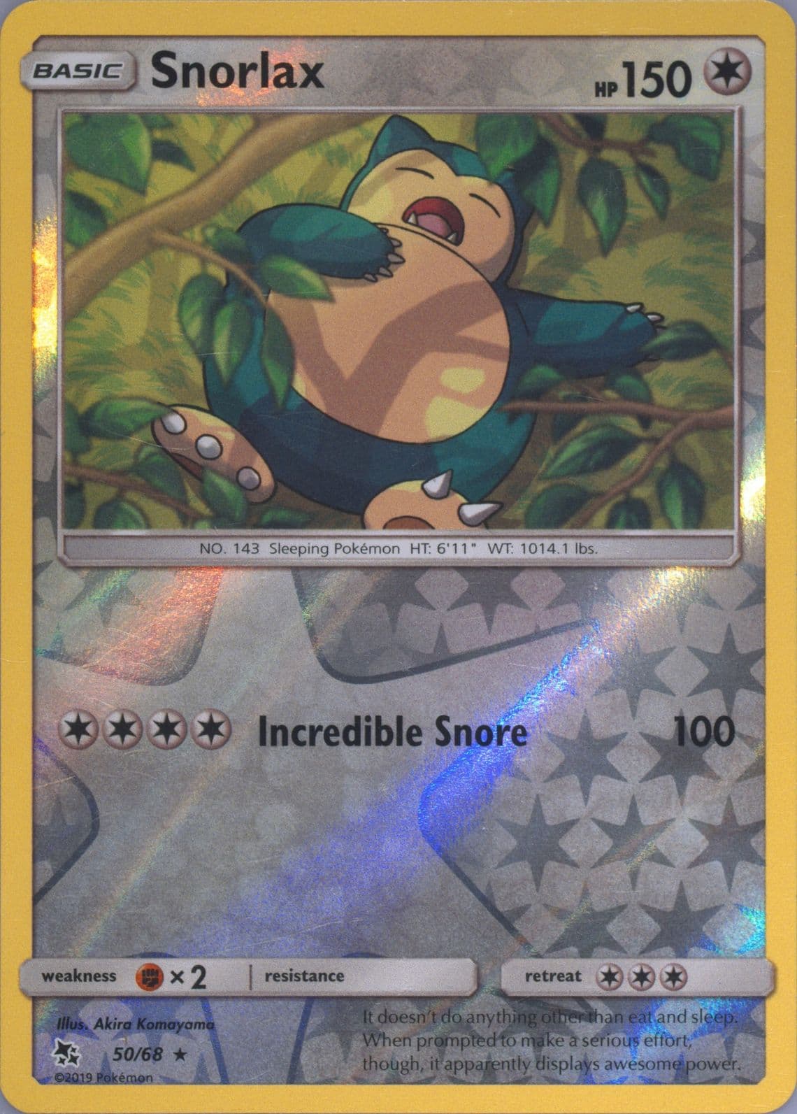 Snorlax-Reverse Foil (50) 2019 Pokemon Sun & Moon Hidden Fates