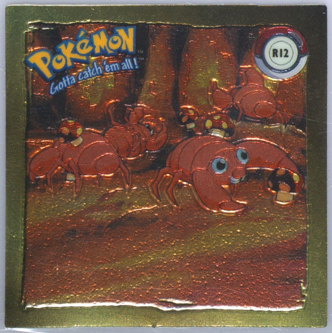 Paras (R12) 1999 Pokemon Stickers Series 1 Rare Gold Stickers