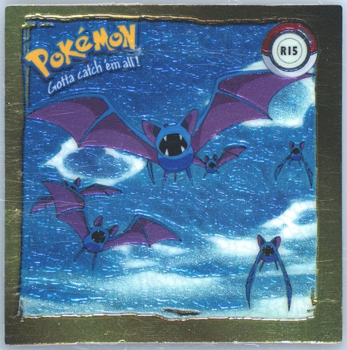 Zubat (R15) 1999 Pokemon Stickers Series 1 Rare Gold Stickers